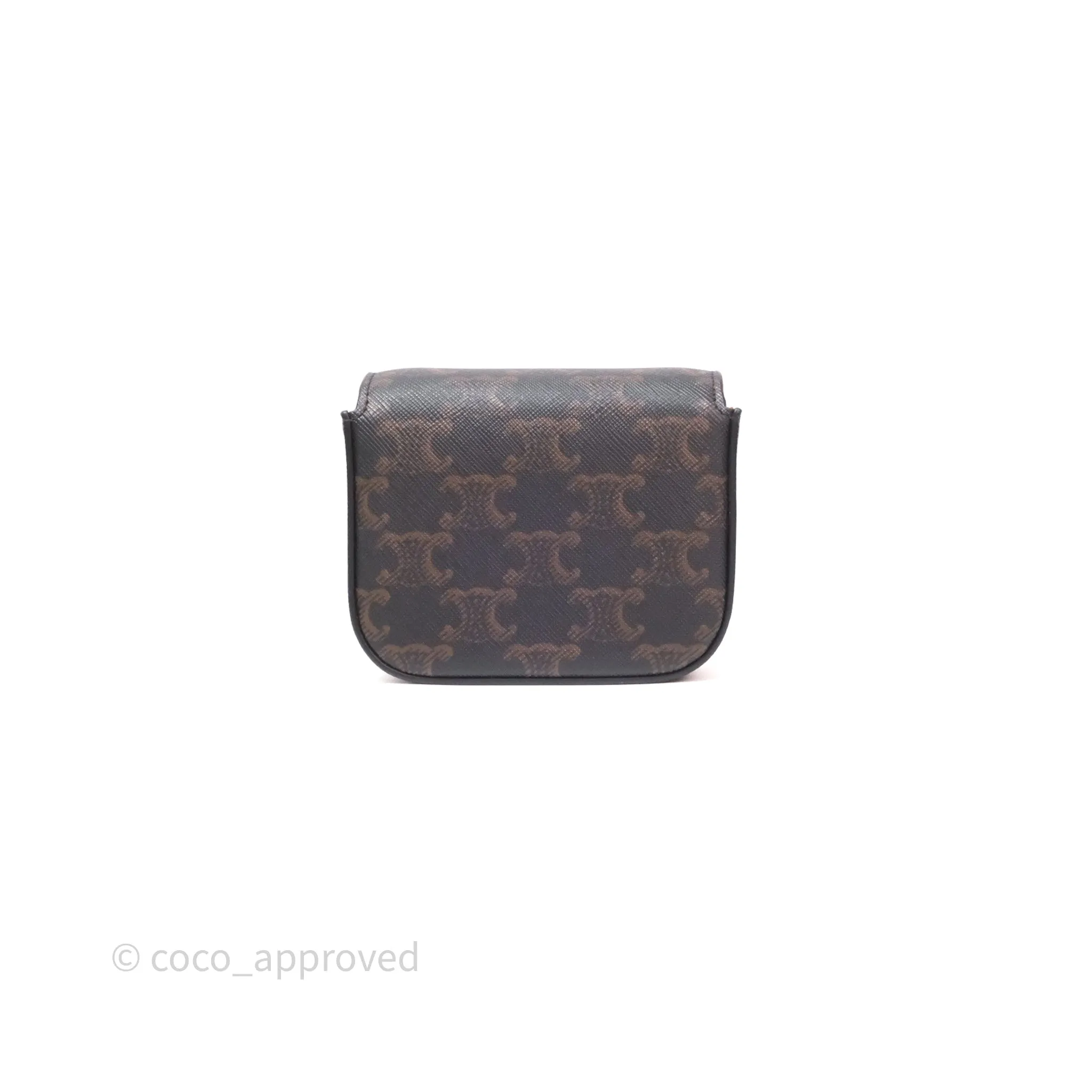 Celine Tan Canvas Calfskin Mini Triomphe