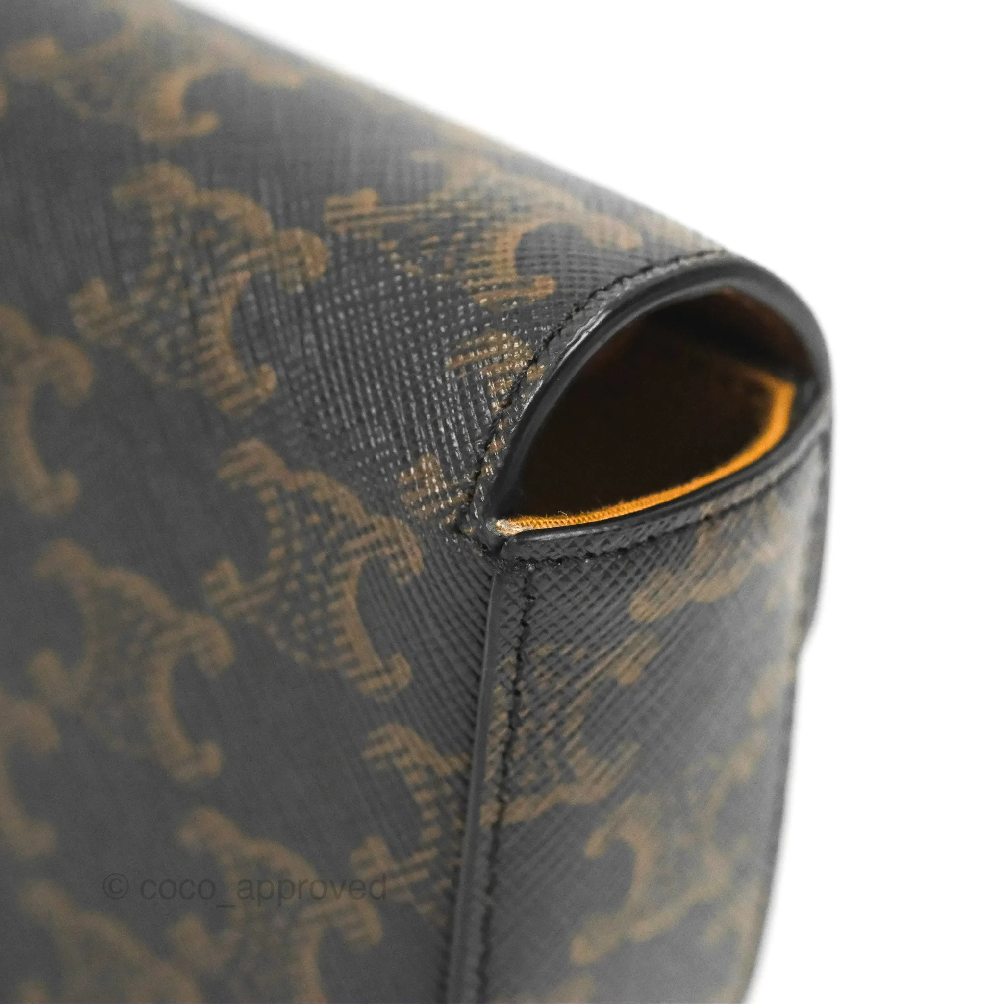 Celine Tan Canvas Calfskin Mini Triomphe
