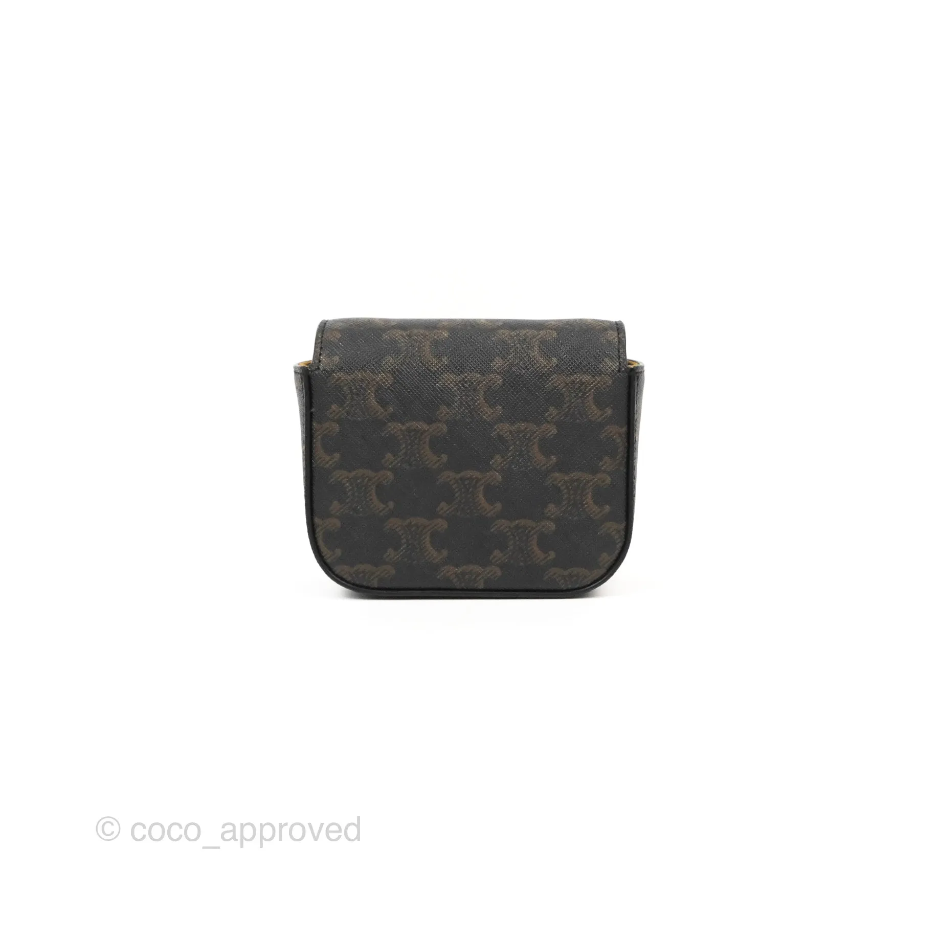 Celine Tan Canvas Calfskin Mini Triomphe