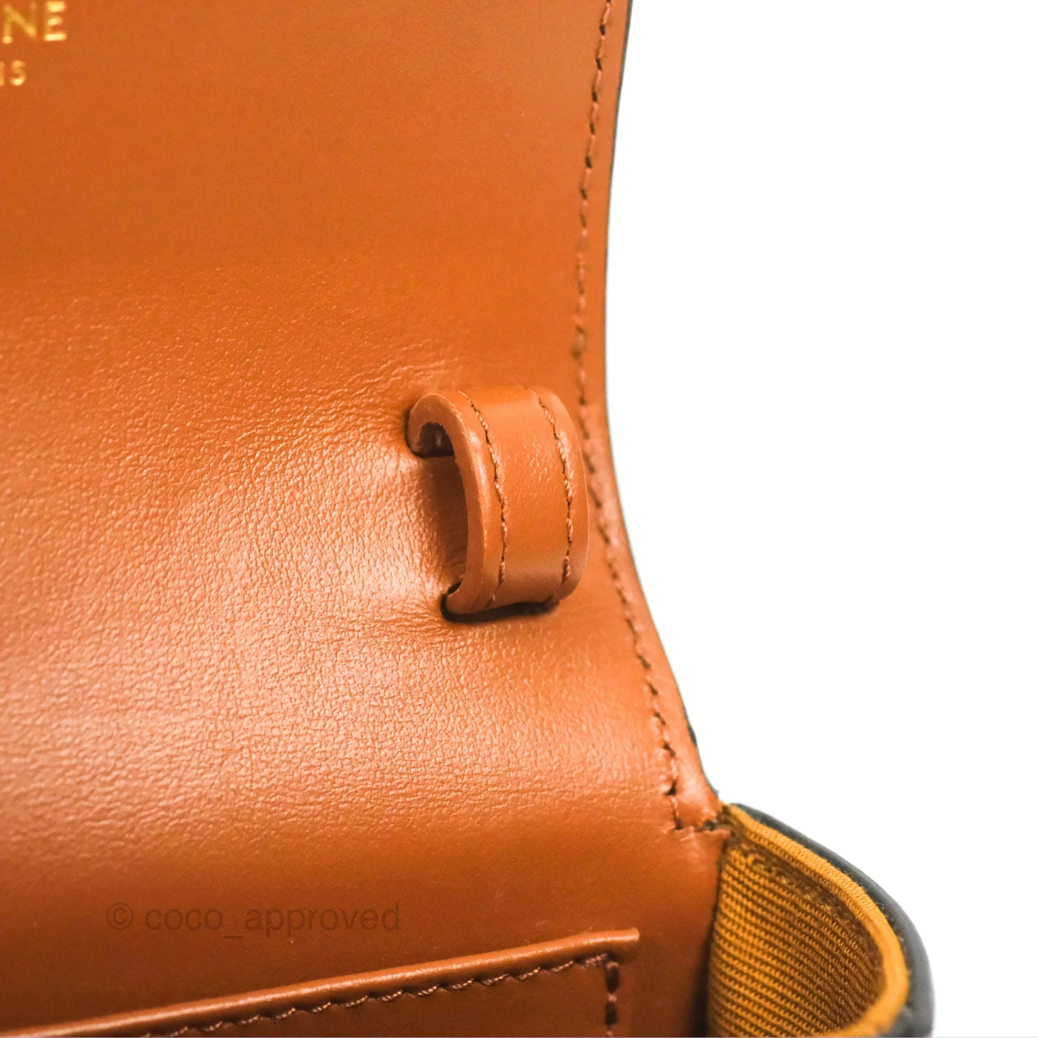 Celine Tan Canvas Calfskin Mini Triomphe