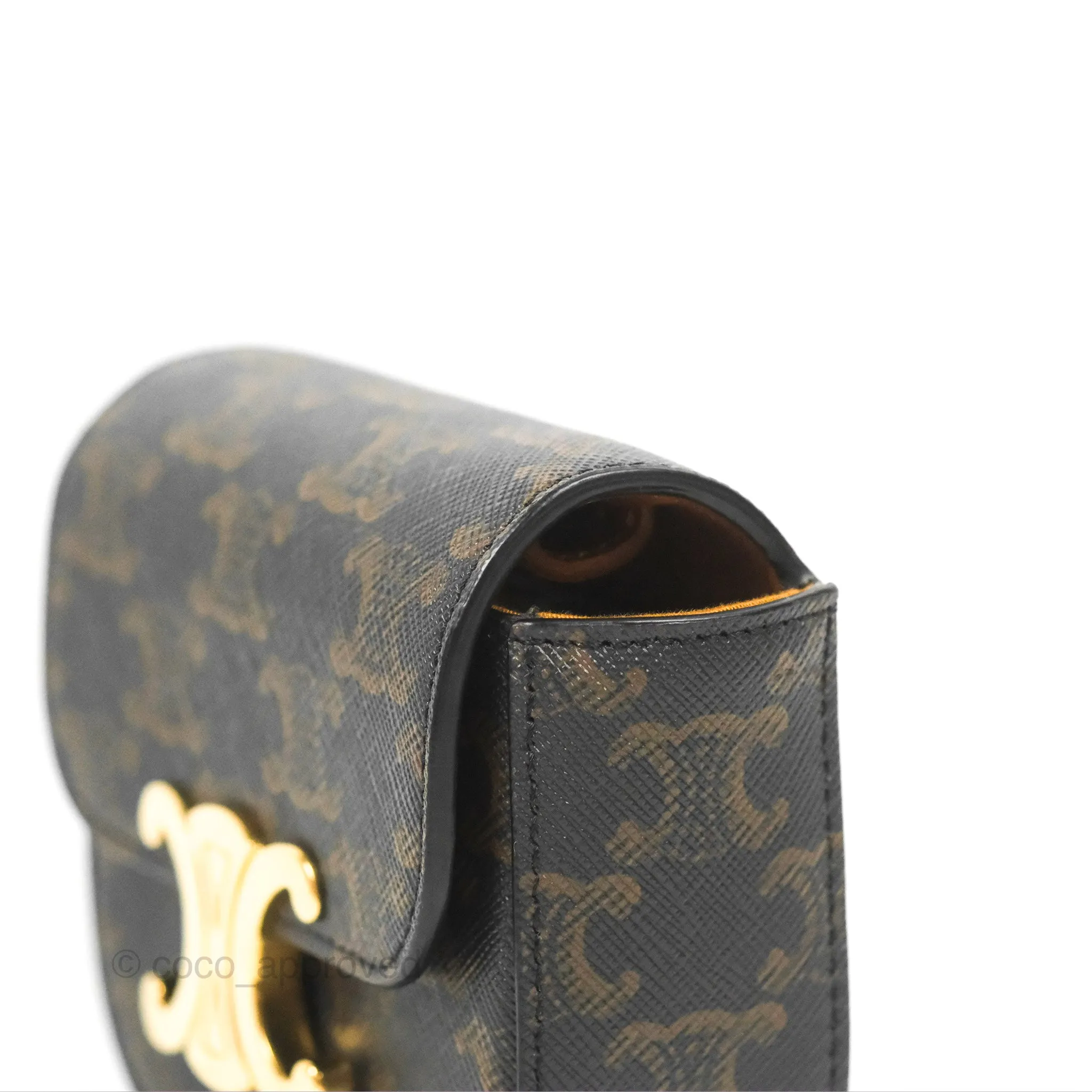 Celine Tan Canvas Calfskin Mini Triomphe