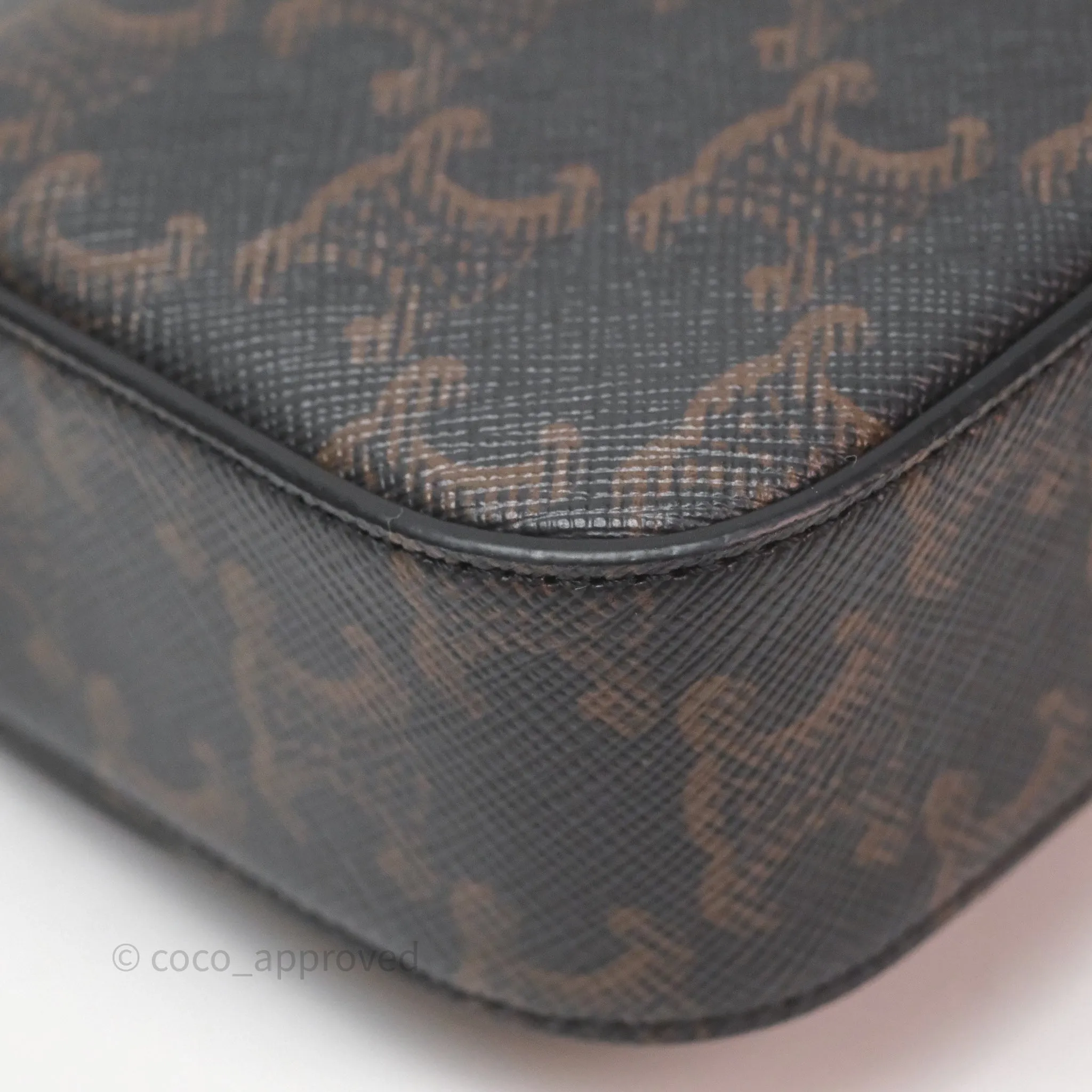 Celine Tan Canvas Calfskin Mini Triomphe