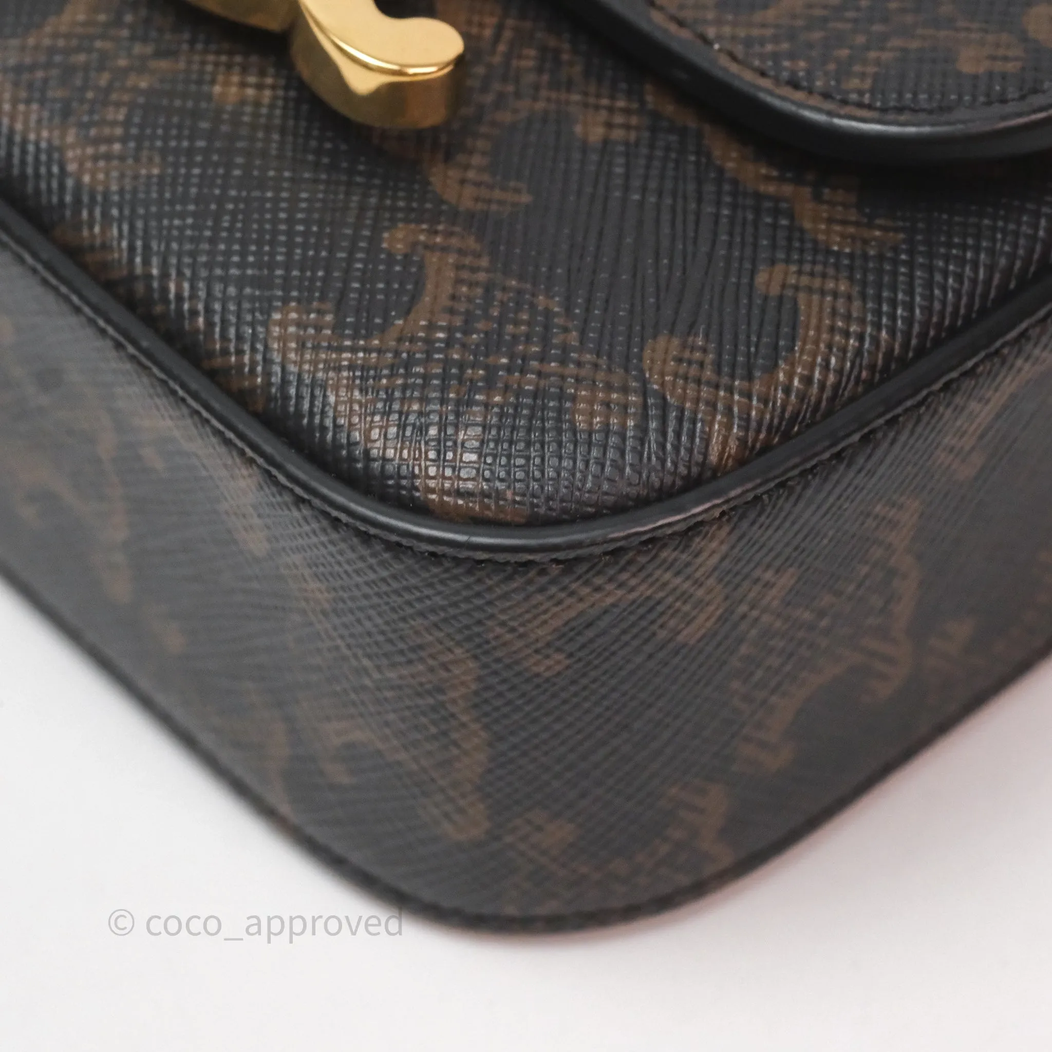 Celine Tan Canvas Calfskin Mini Triomphe