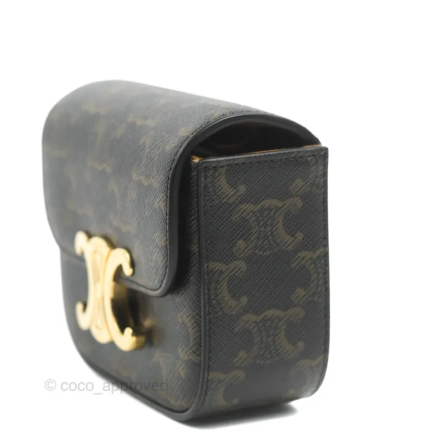 Celine Tan Canvas Calfskin Mini Triomphe
