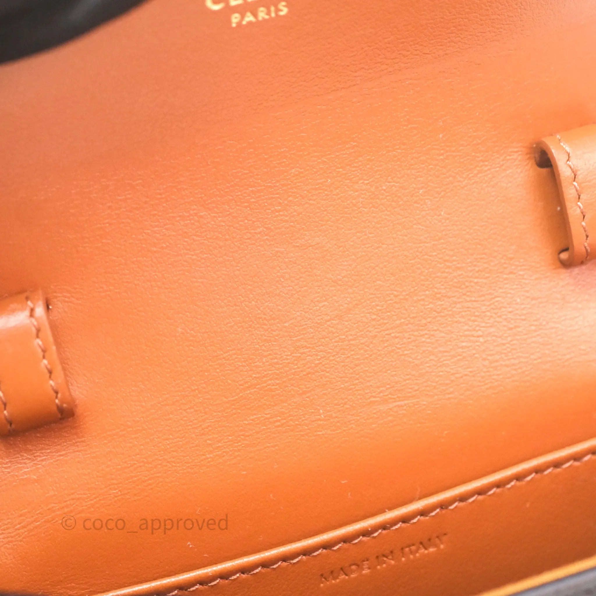 Celine Tan Canvas Calfskin Mini Triomphe