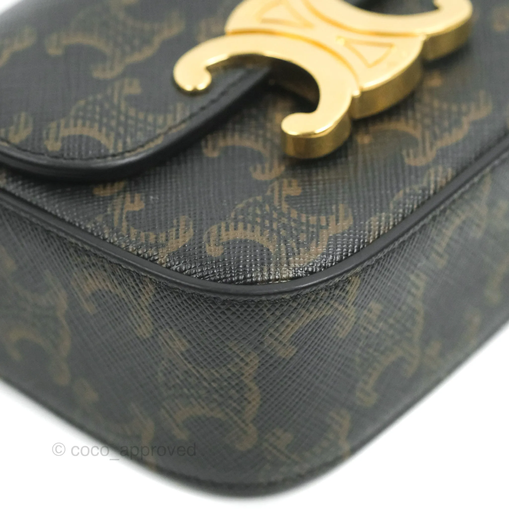 Celine Tan Canvas Calfskin Mini Triomphe