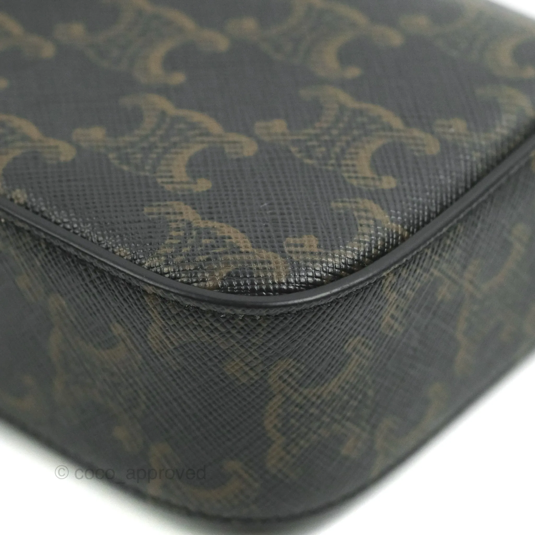 Celine Tan Canvas Calfskin Mini Triomphe