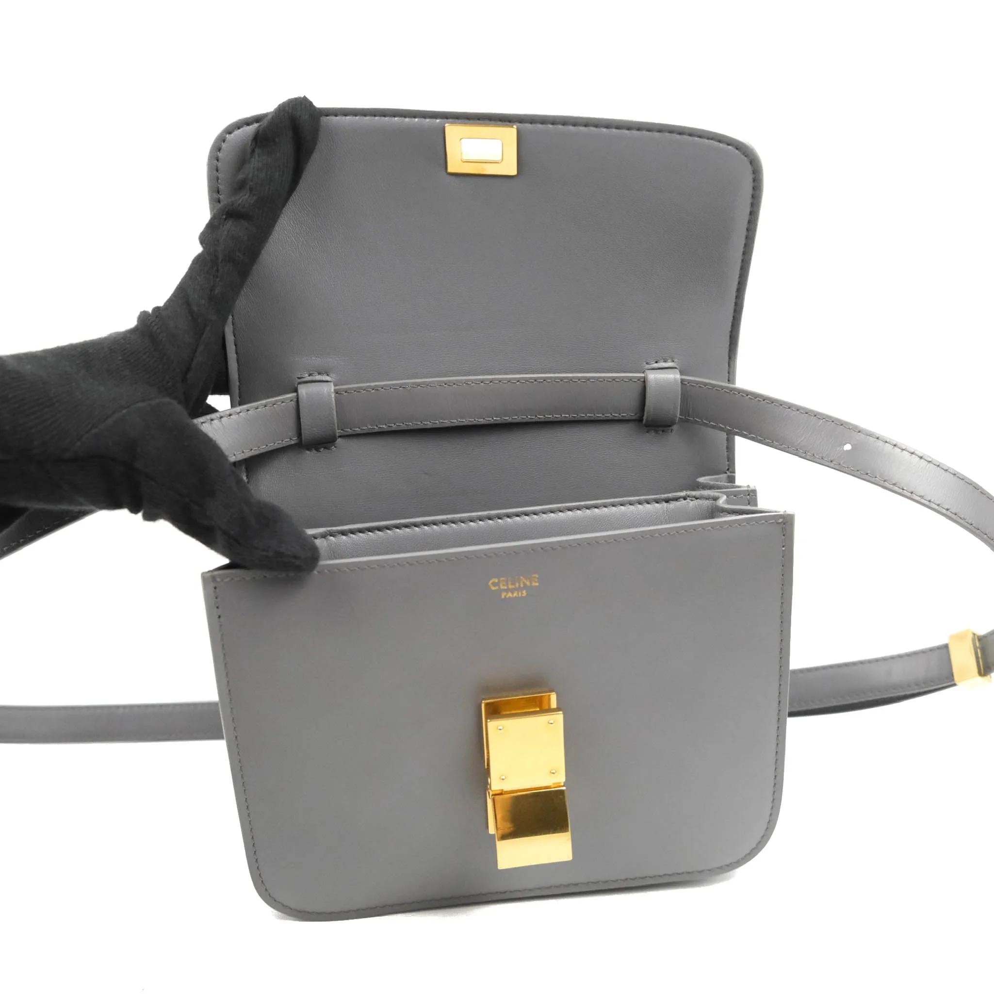 Celine Teen Classic Box Flap Light Grey Calfskin