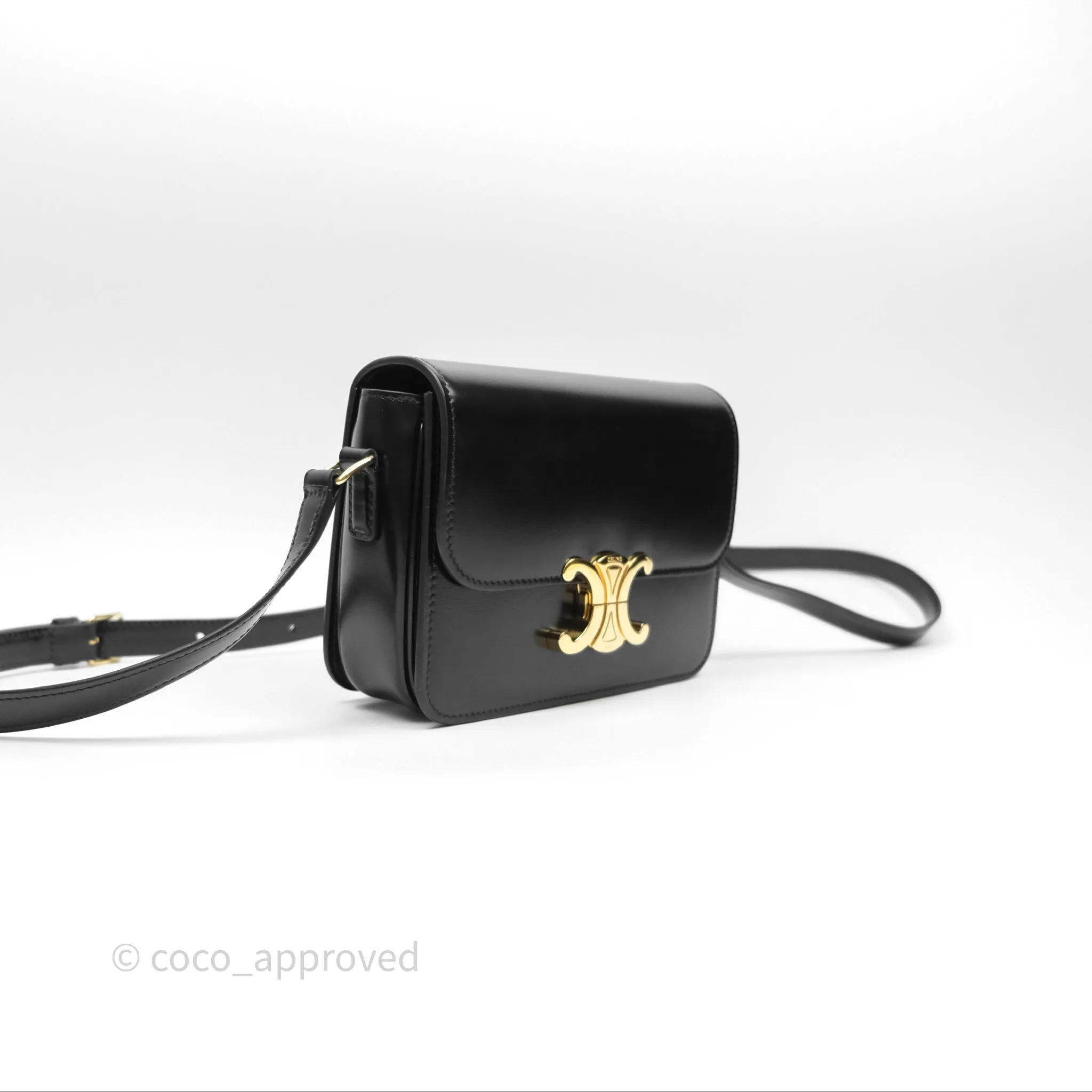 Celine Teen Triomphe Bag Shiny Calfskin Black