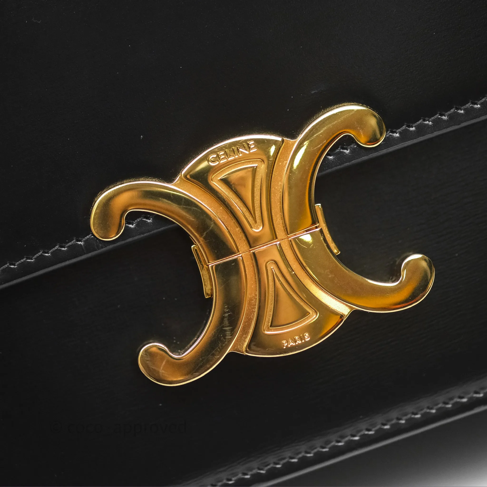 Celine Teen Triomphe Bag Shiny Calfskin Black