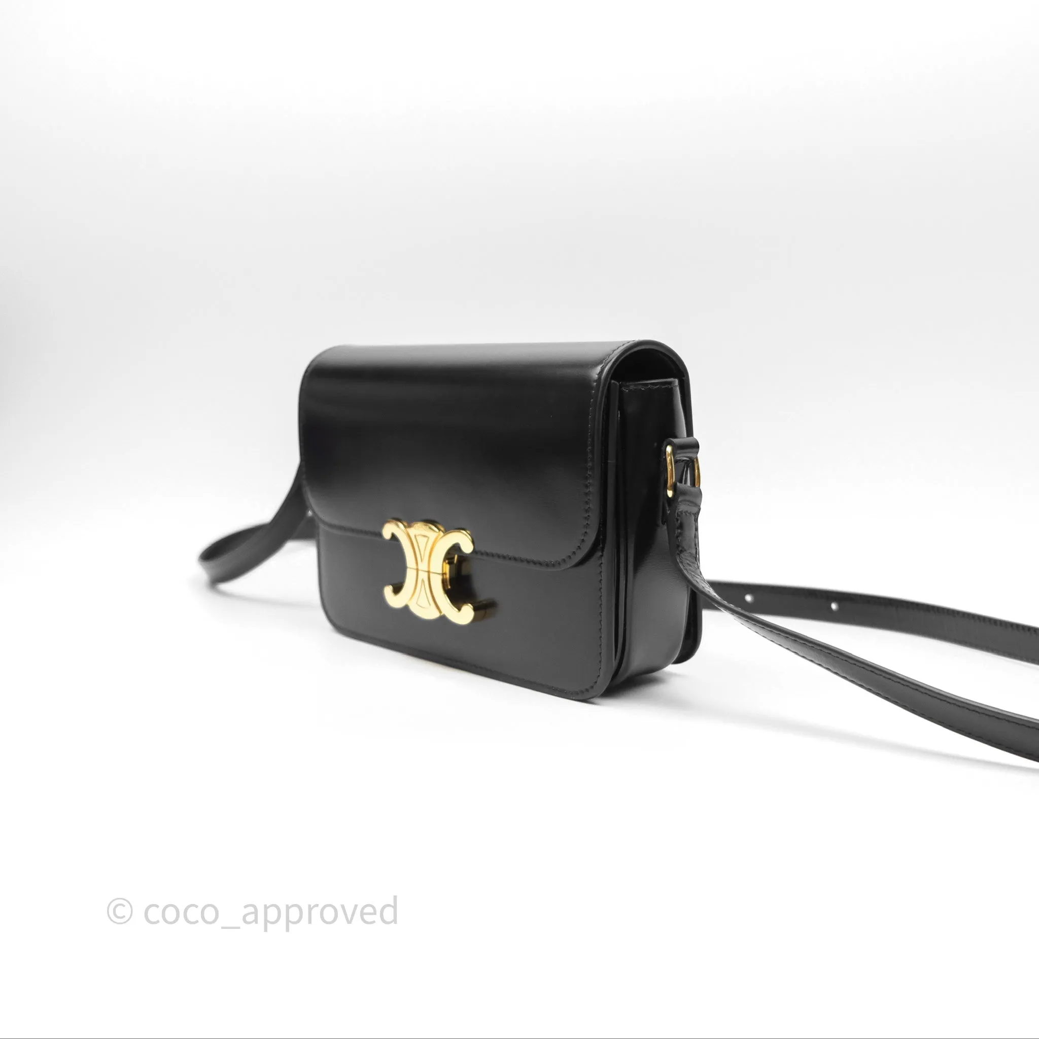 Celine Teen Triomphe Bag Shiny Calfskin Black