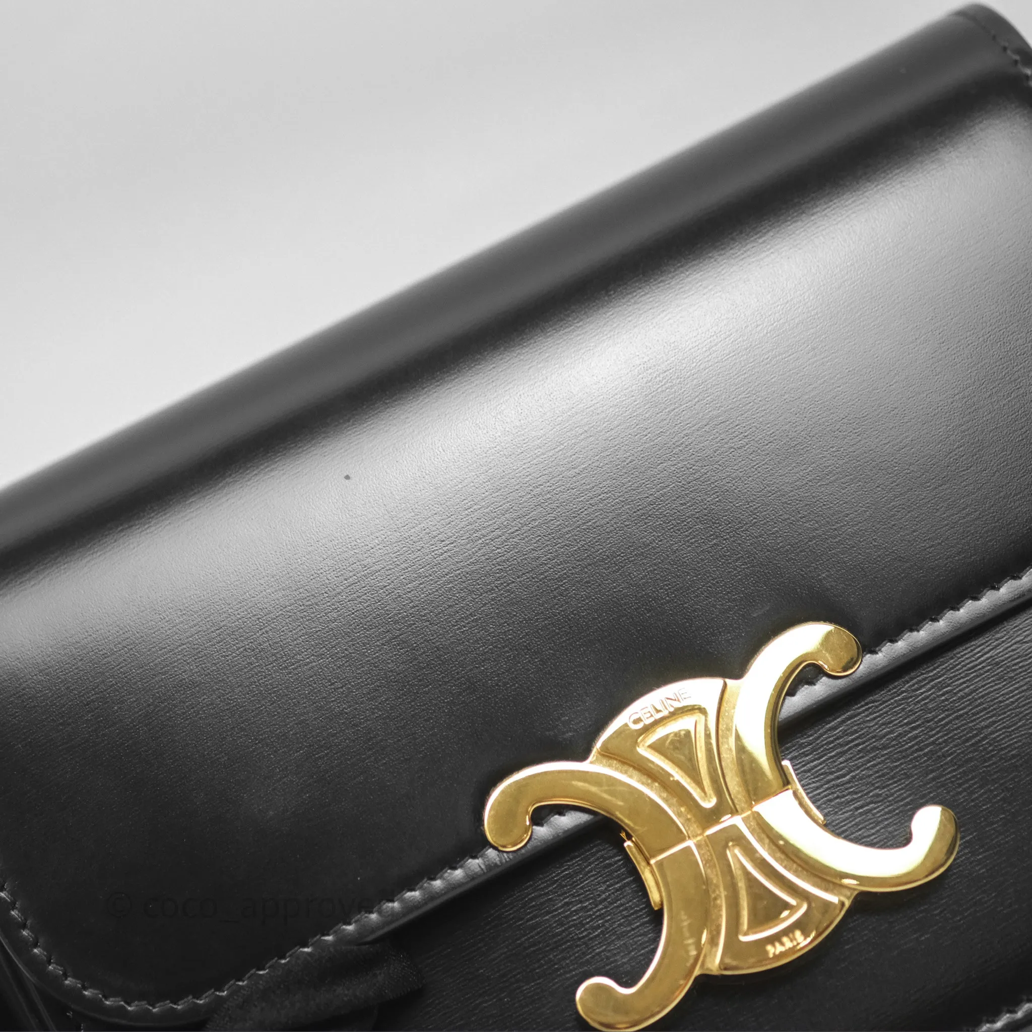 Celine Teen Triomphe Bag Shiny Calfskin Black