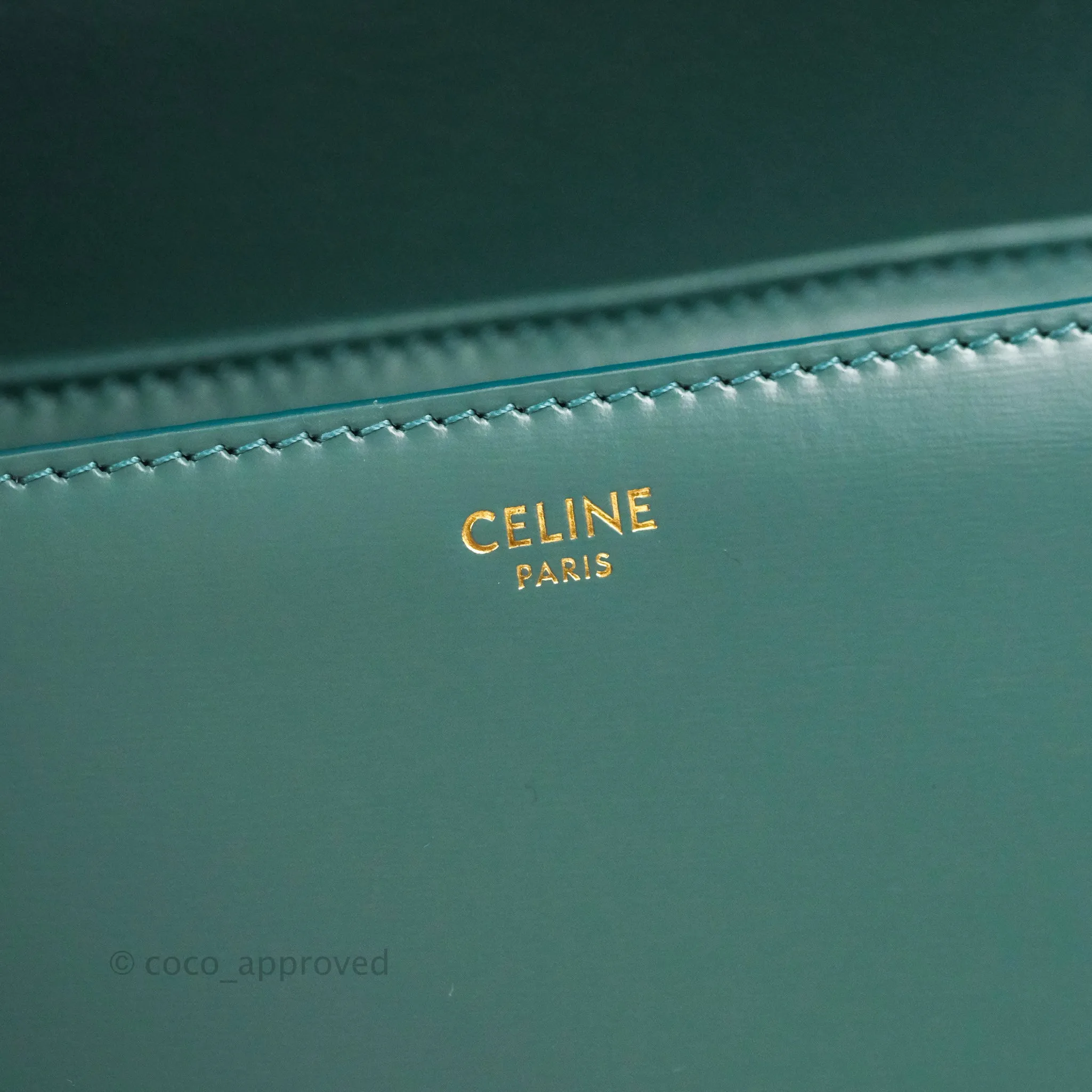 Celine Teen Triomphe Bag Shiny Calfskin Green Smoke