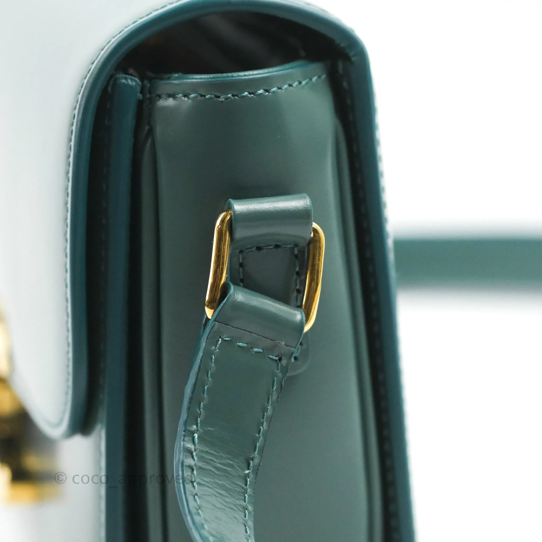 Celine Teen Triomphe Bag Shiny Calfskin Green Smoke