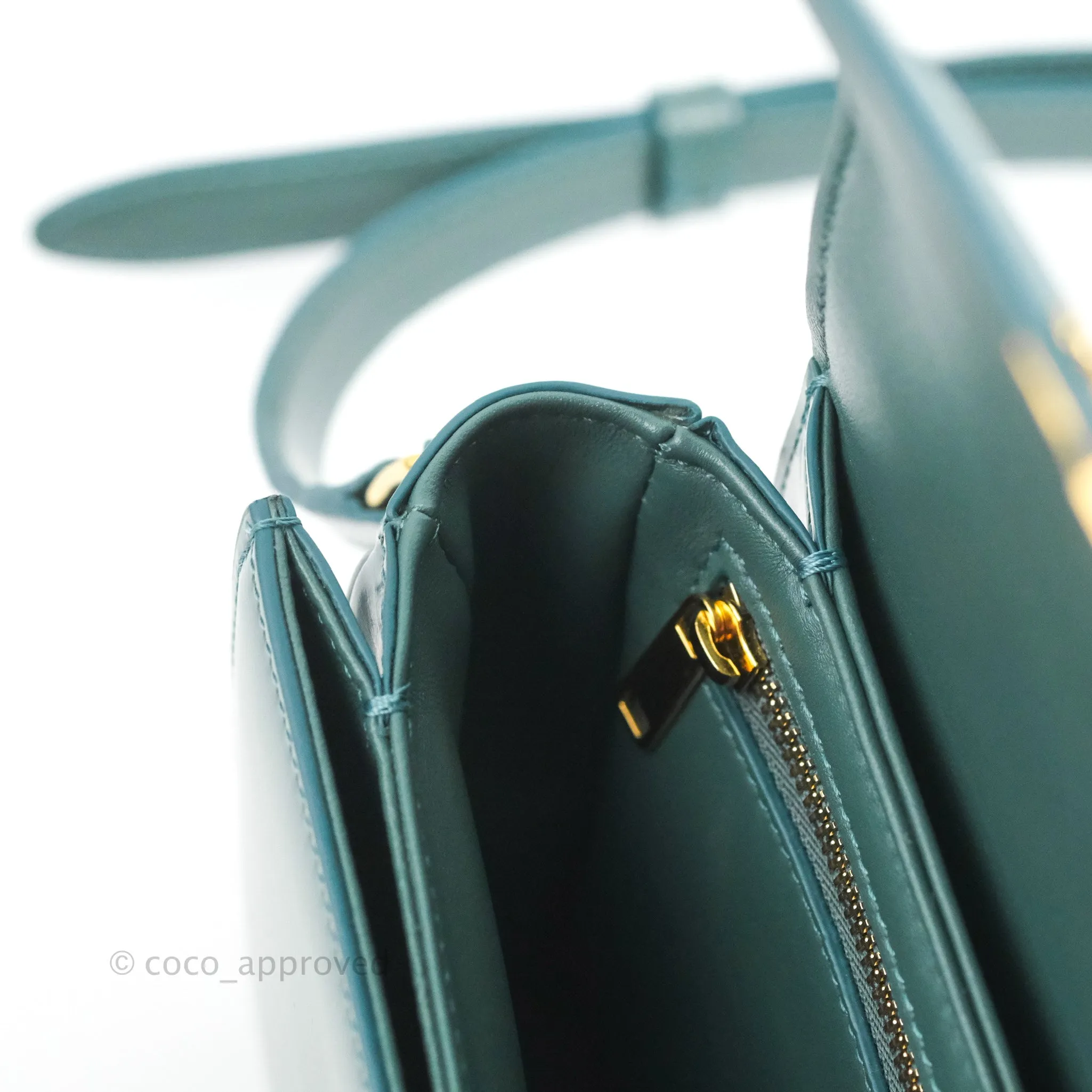 Celine Teen Triomphe Bag Shiny Calfskin Green Smoke