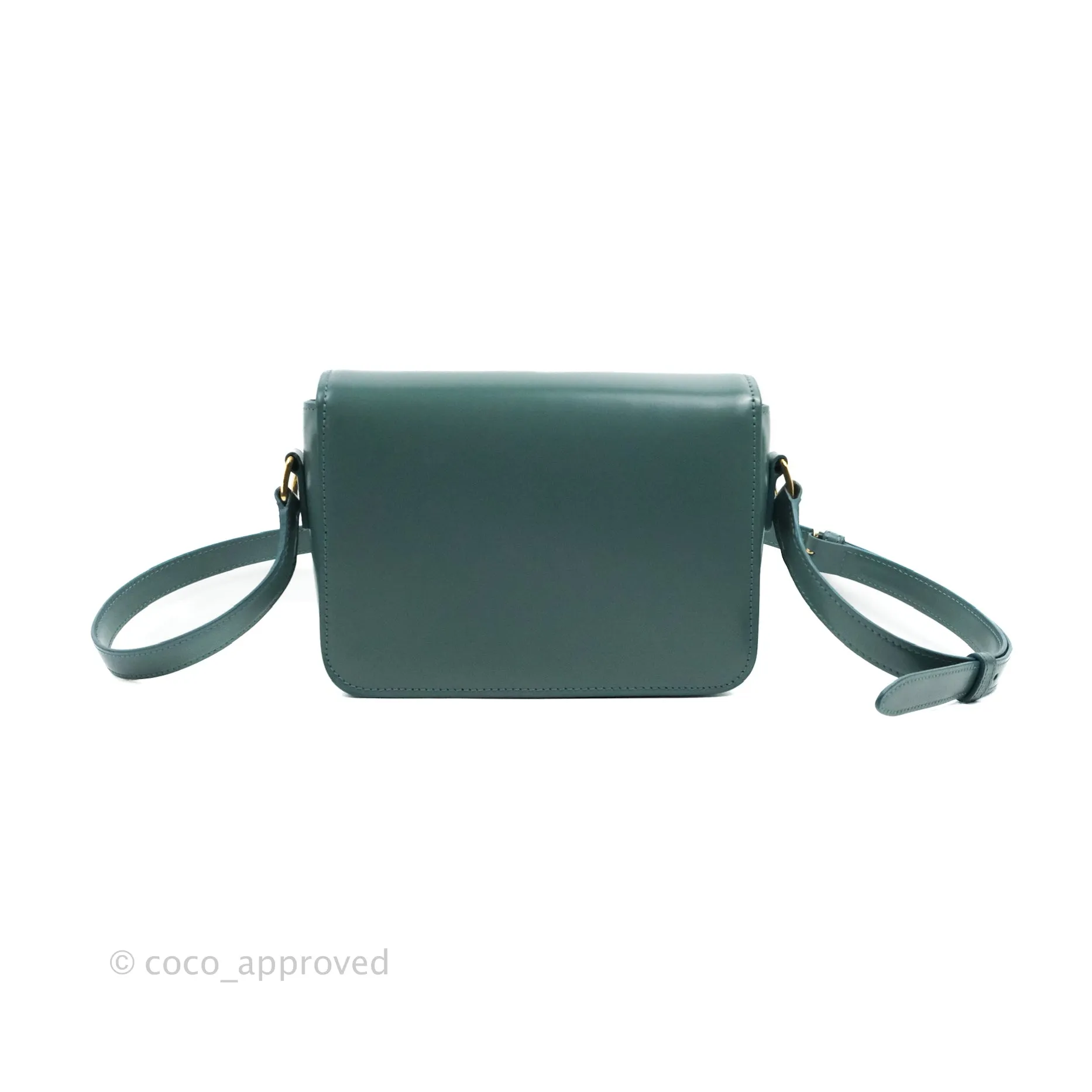 Celine Teen Triomphe Bag Shiny Calfskin Green Smoke