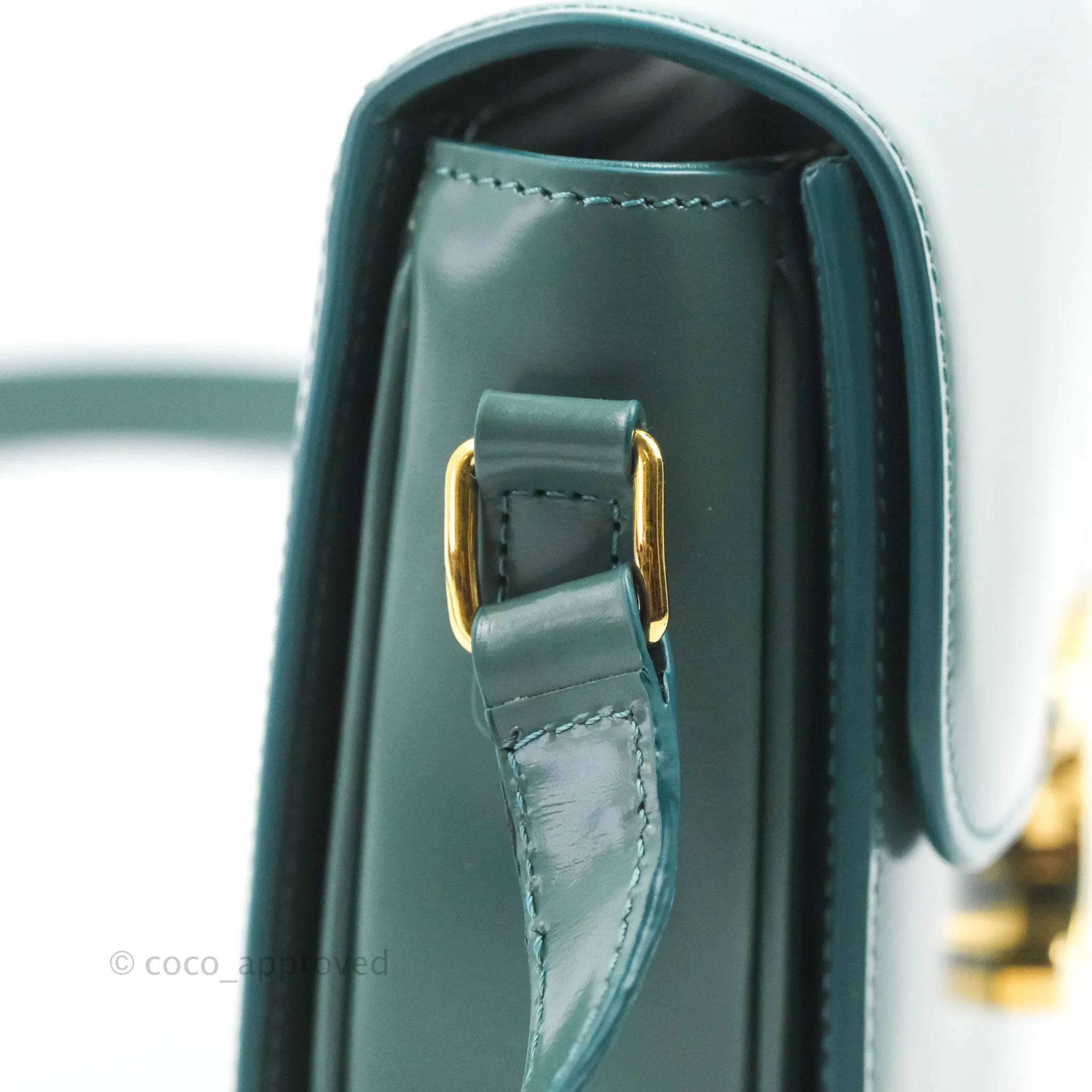 Celine Teen Triomphe Bag Shiny Calfskin Green Smoke