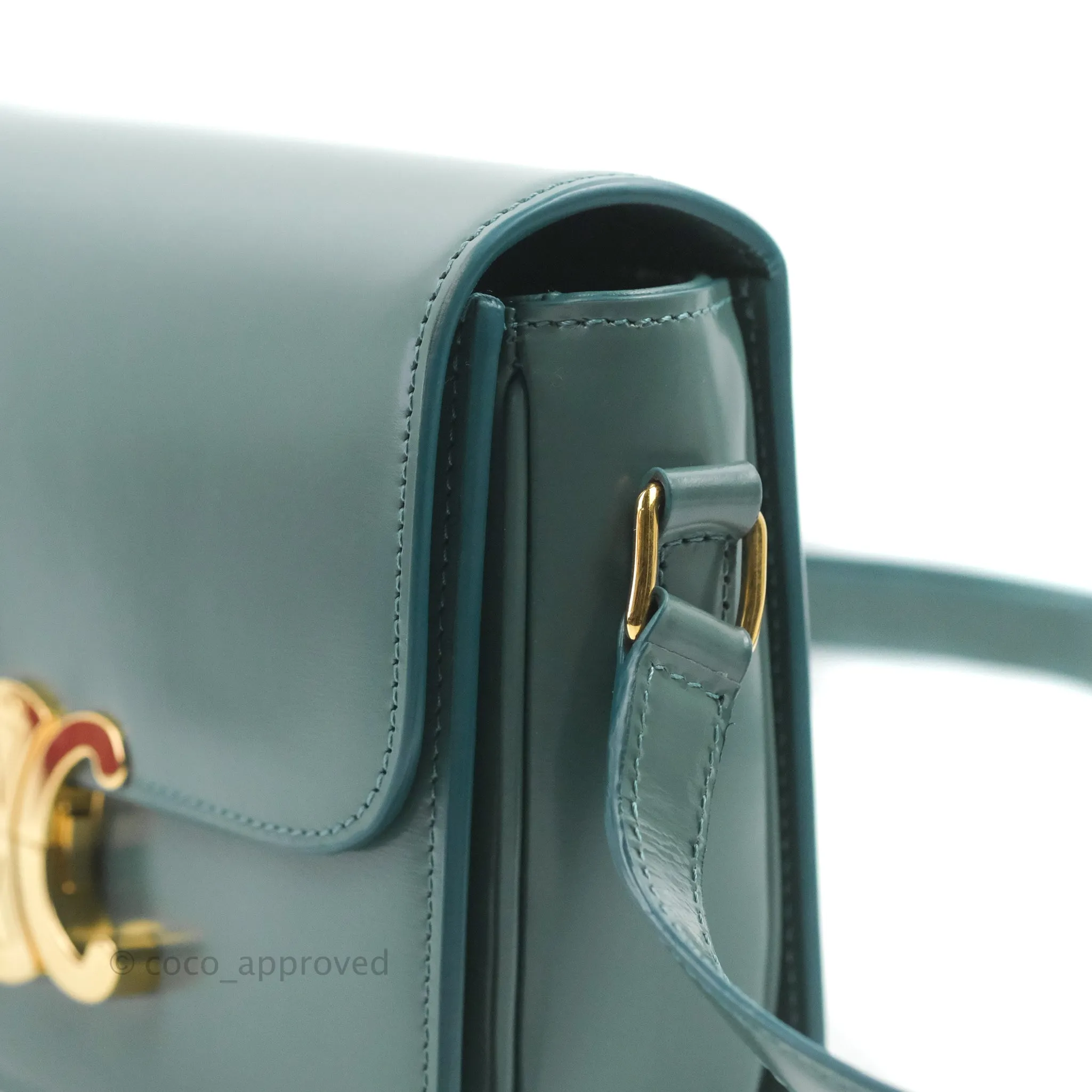 Celine Teen Triomphe Bag Shiny Calfskin Green Smoke