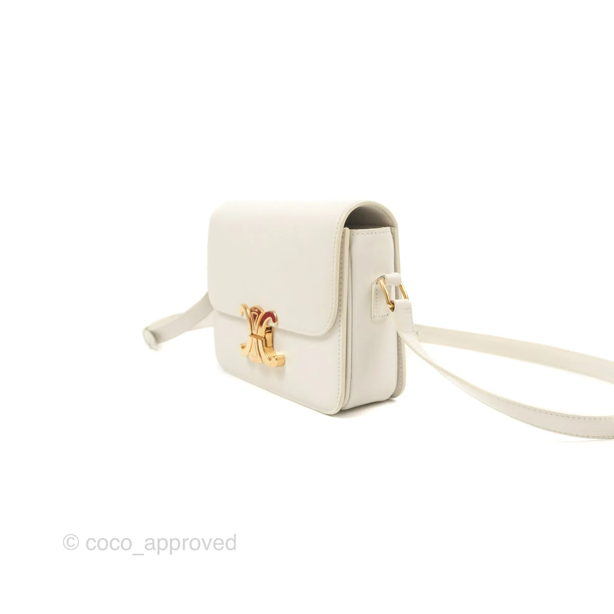 Celine Teen Triomphe Bag Shiny Calfskin White
