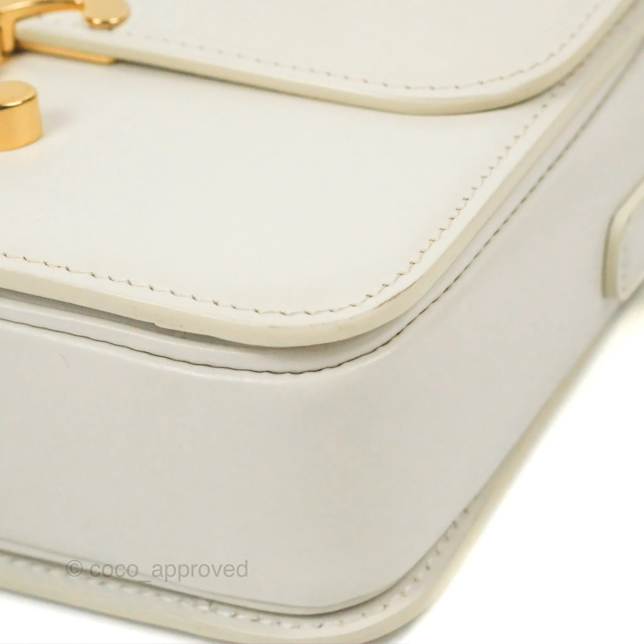 Celine Teen Triomphe Bag Shiny Calfskin White