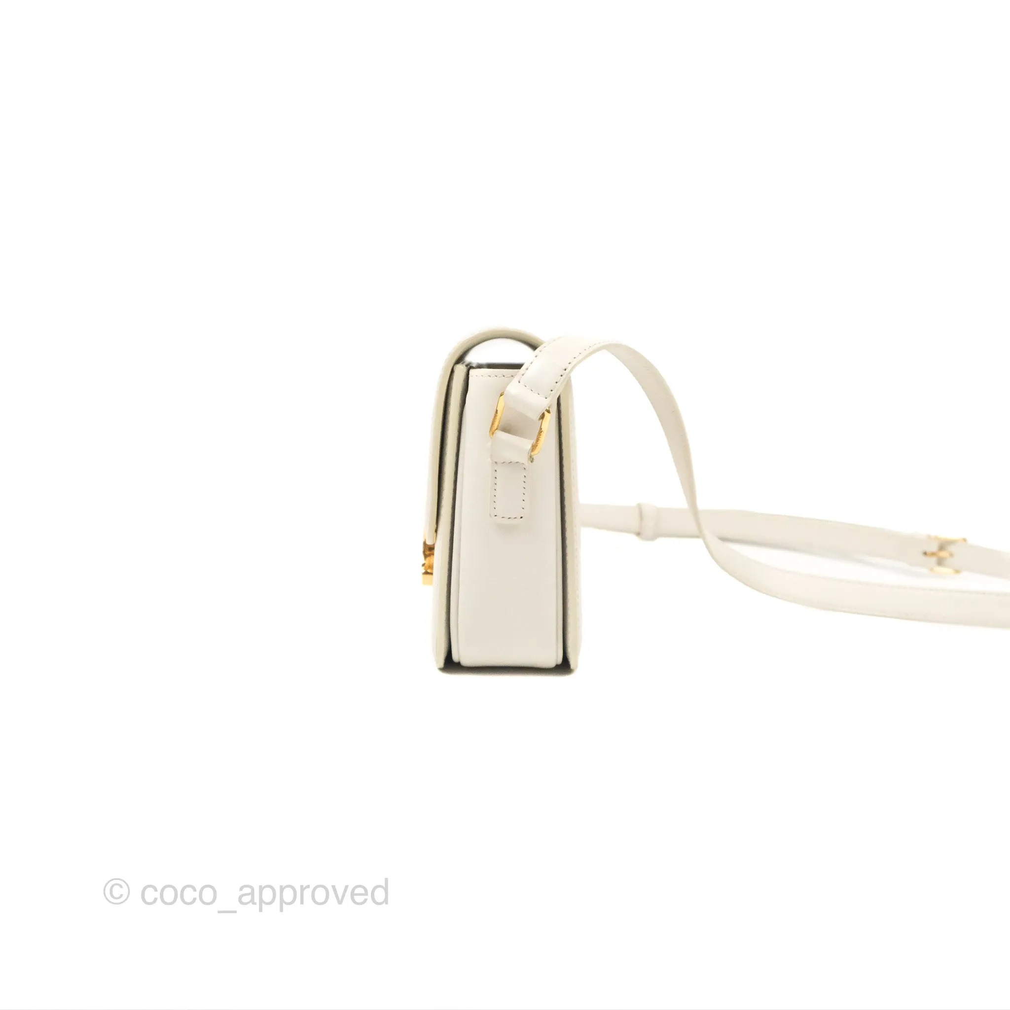 Celine Teen Triomphe Bag Shiny Calfskin White