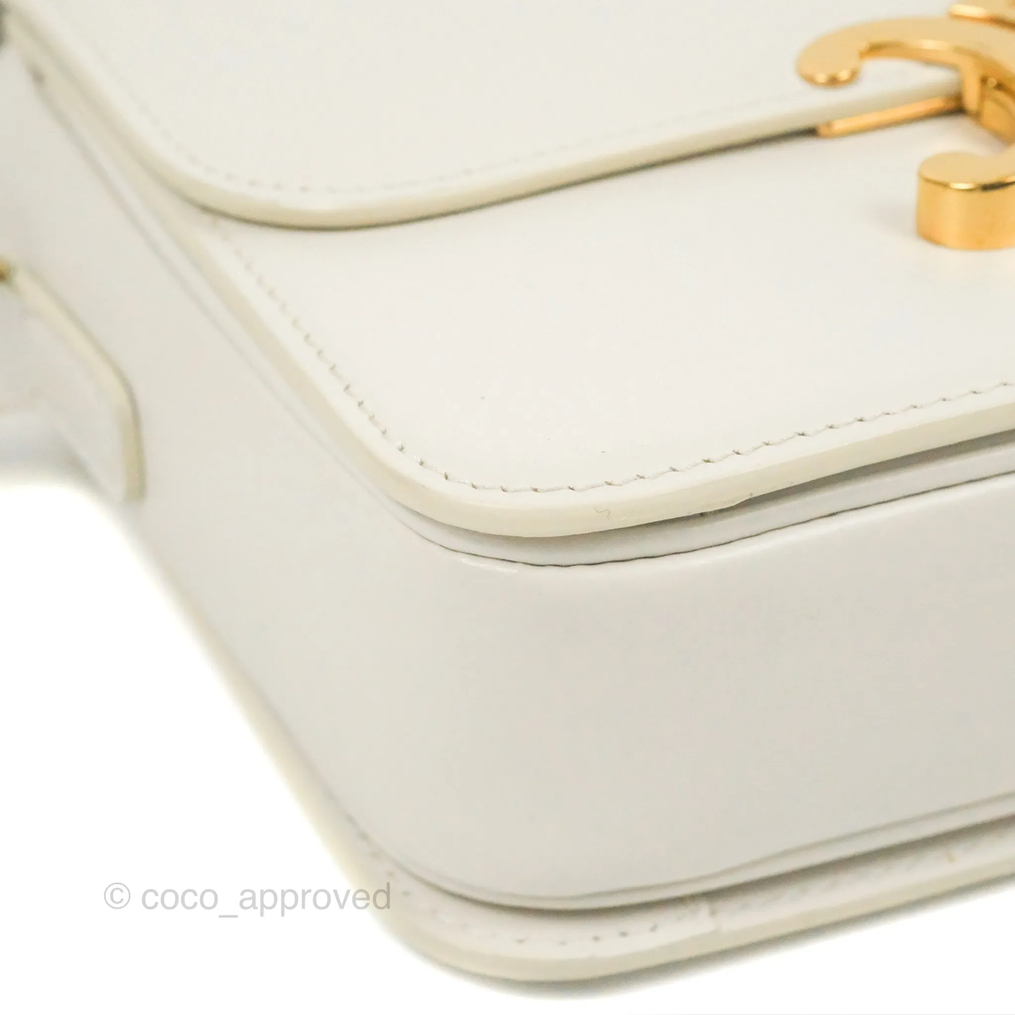 Celine Teen Triomphe Bag Shiny Calfskin White