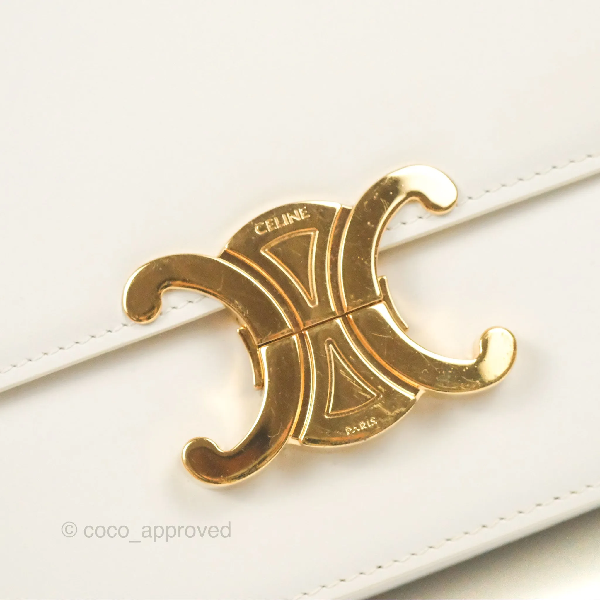 Celine Teen Triomphe Bag Shiny Calfskin White