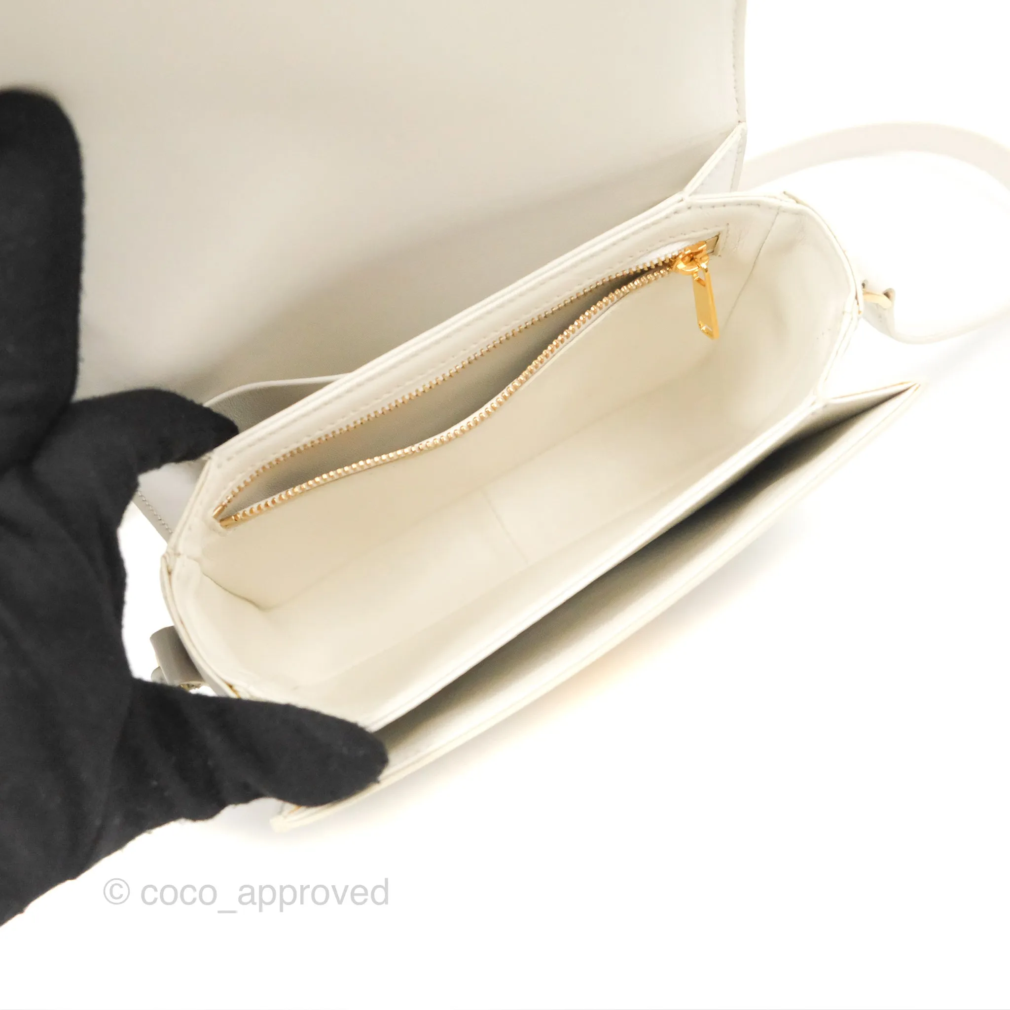 Celine Teen Triomphe Bag Shiny Calfskin White