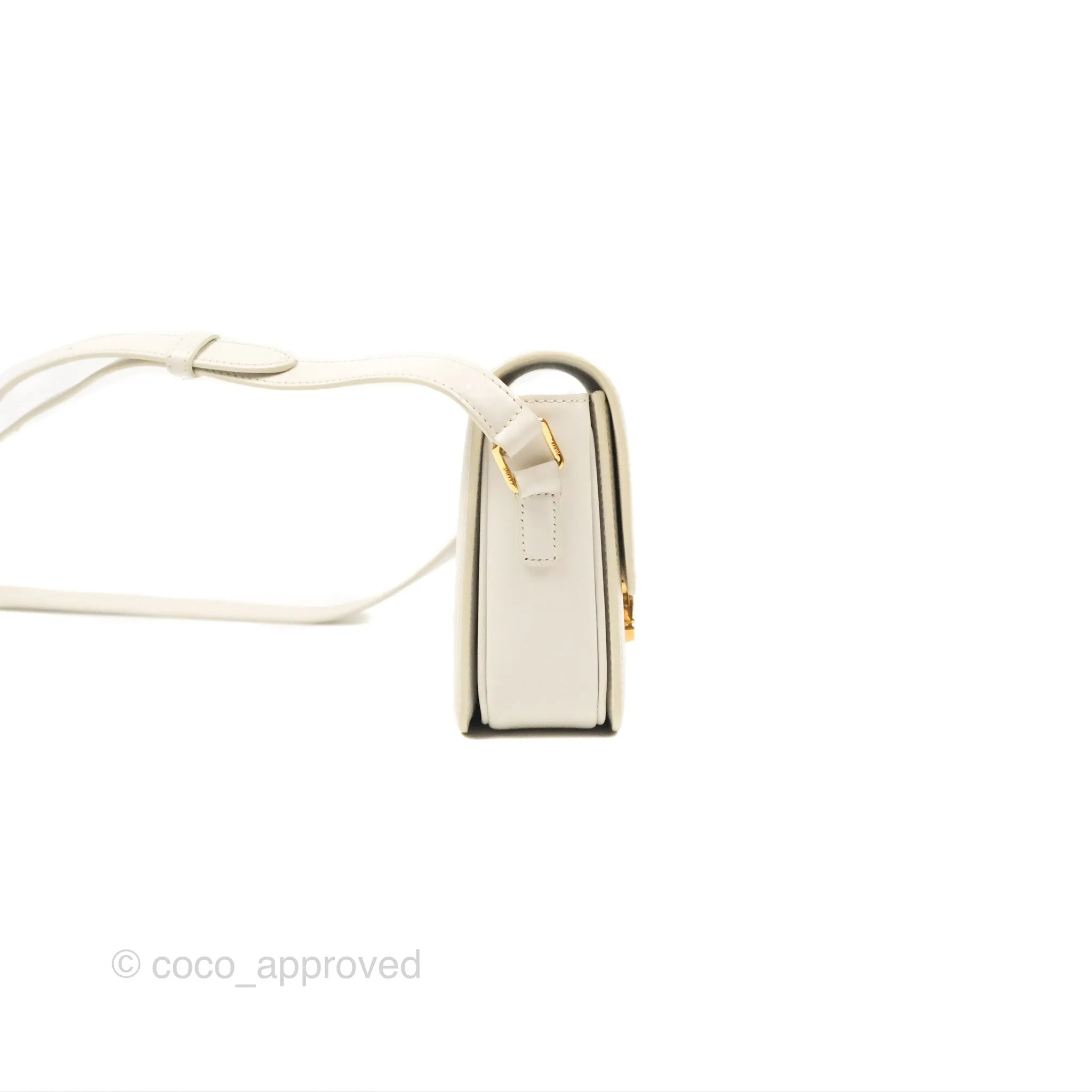 Celine Teen Triomphe Bag Shiny Calfskin White