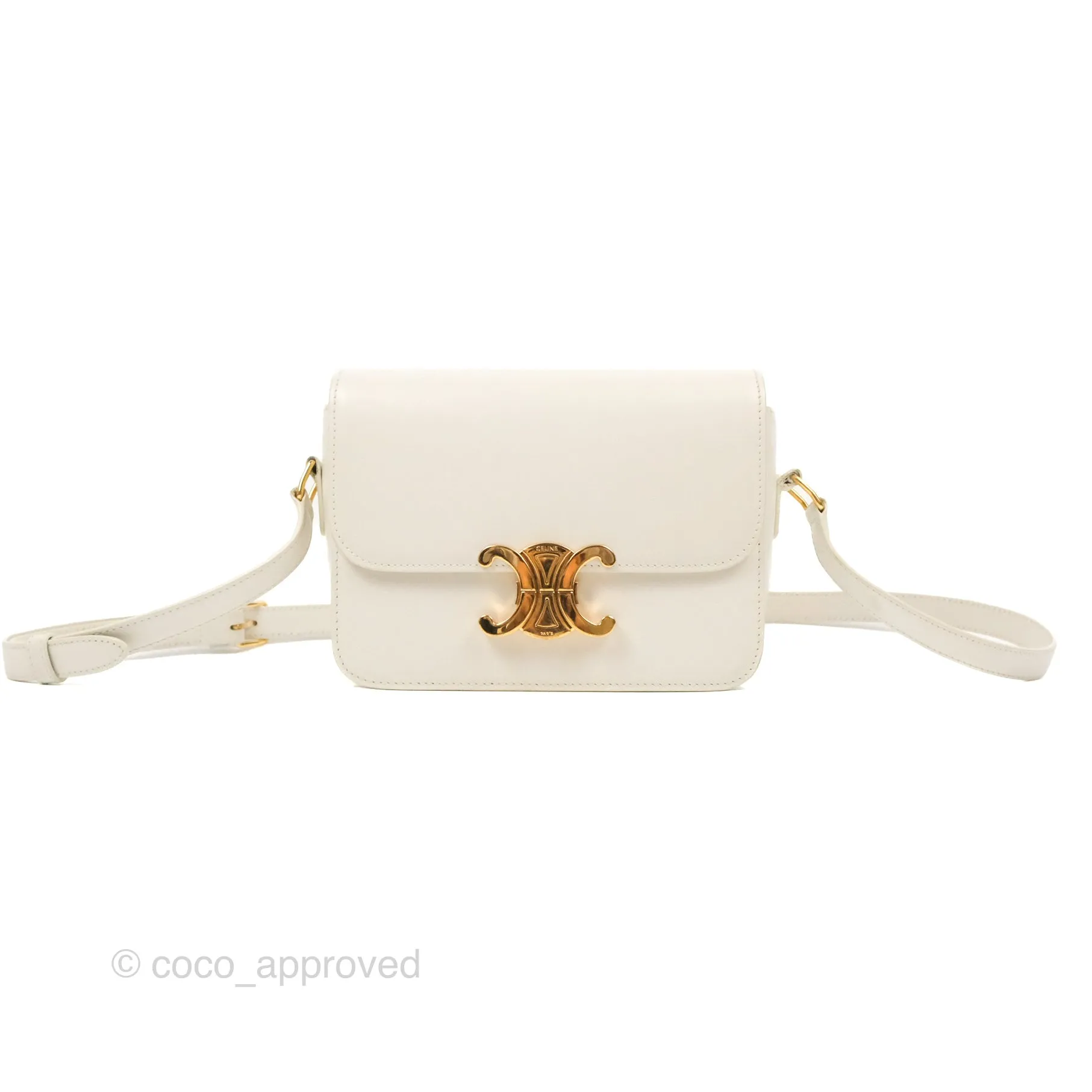Celine Teen Triomphe Bag Shiny Calfskin White