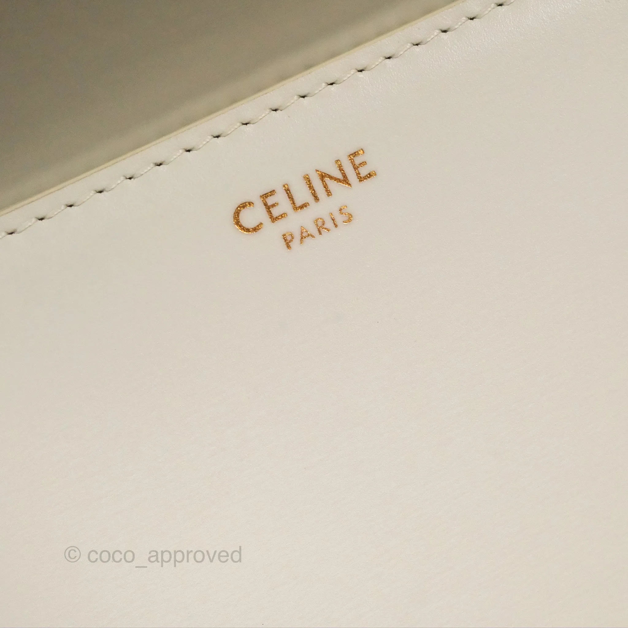 Celine Teen Triomphe Bag Shiny Calfskin White