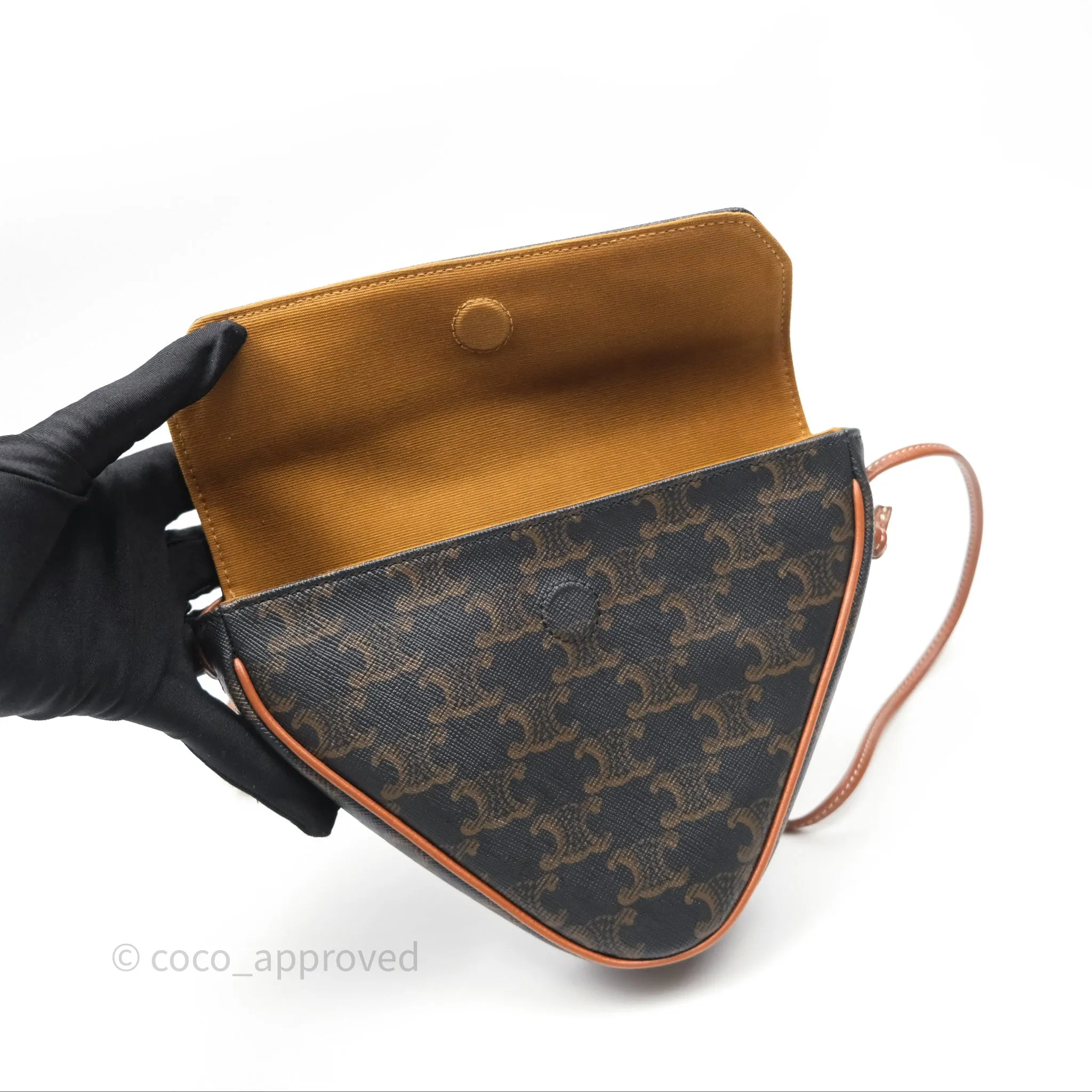 Celine Triangle Crossbody Bag Triomphe Canvas Tan