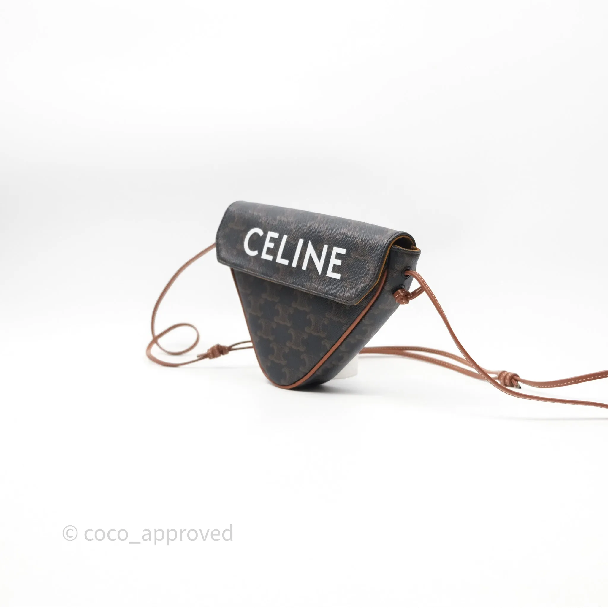 Celine Triangle Crossbody Bag Triomphe Canvas Tan