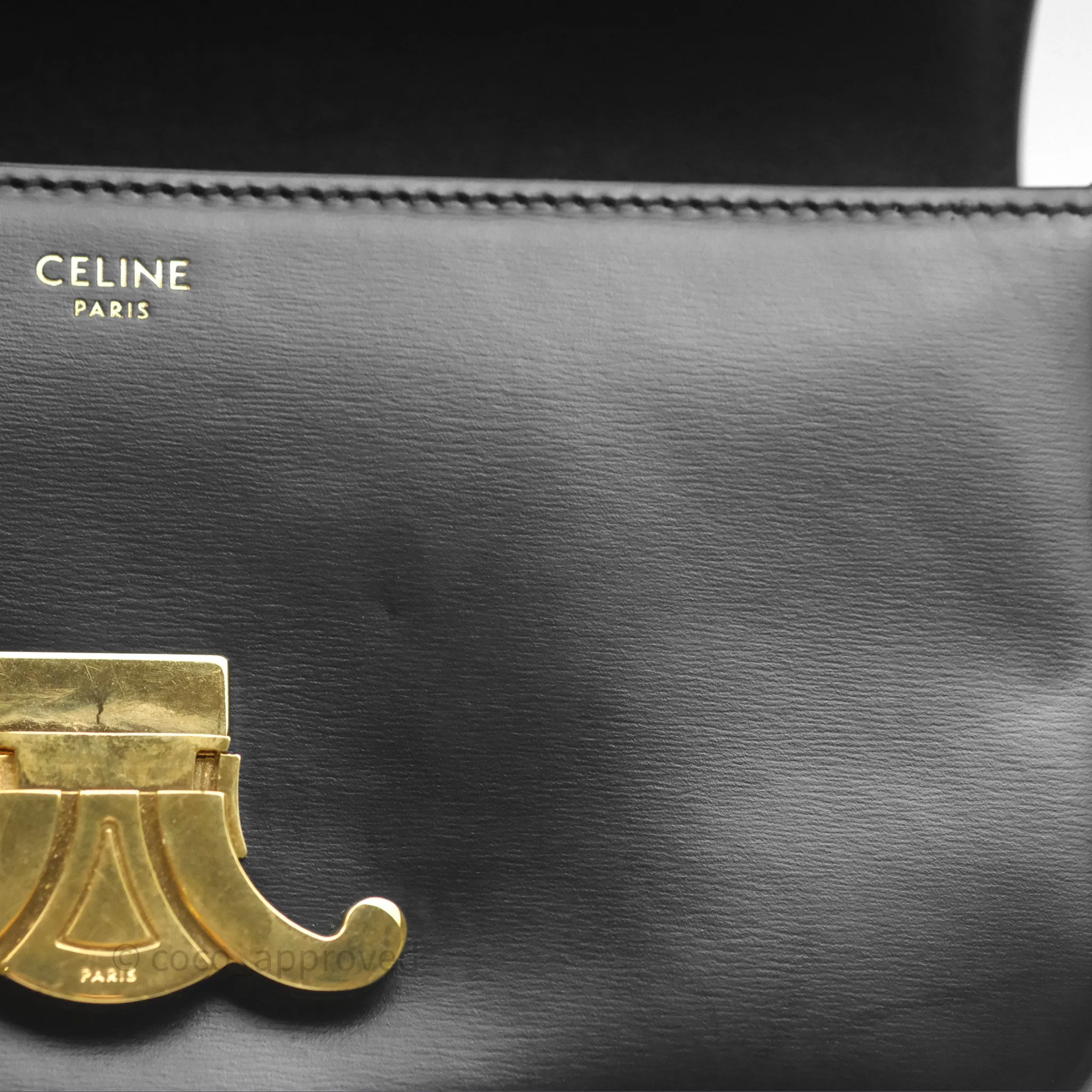 Celine Triomphe Shoulder Bag Black Calfskin