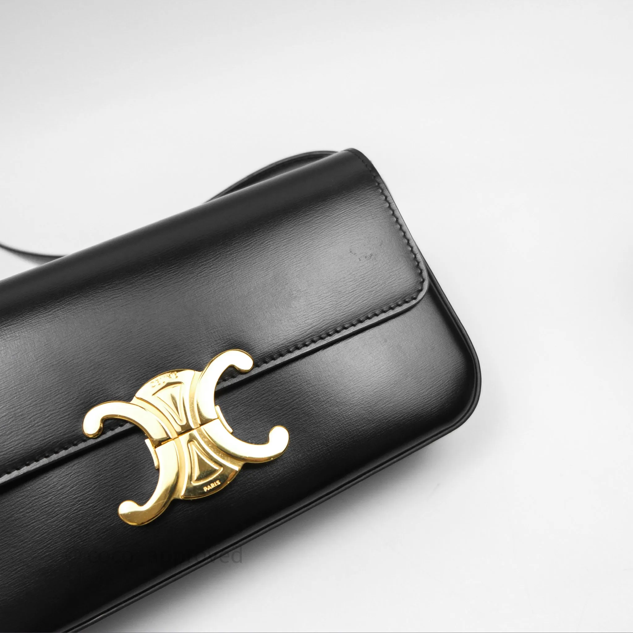 Celine Triomphe Shoulder Bag Black Calfskin