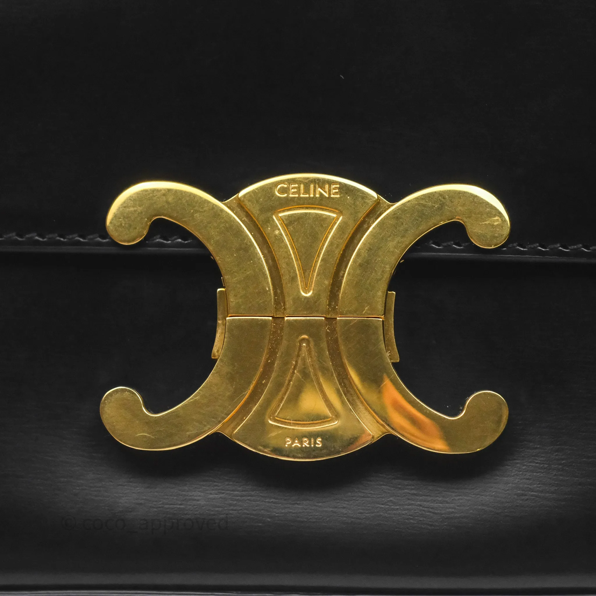 Celine Triomphe Shoulder Bag Black Calfskin