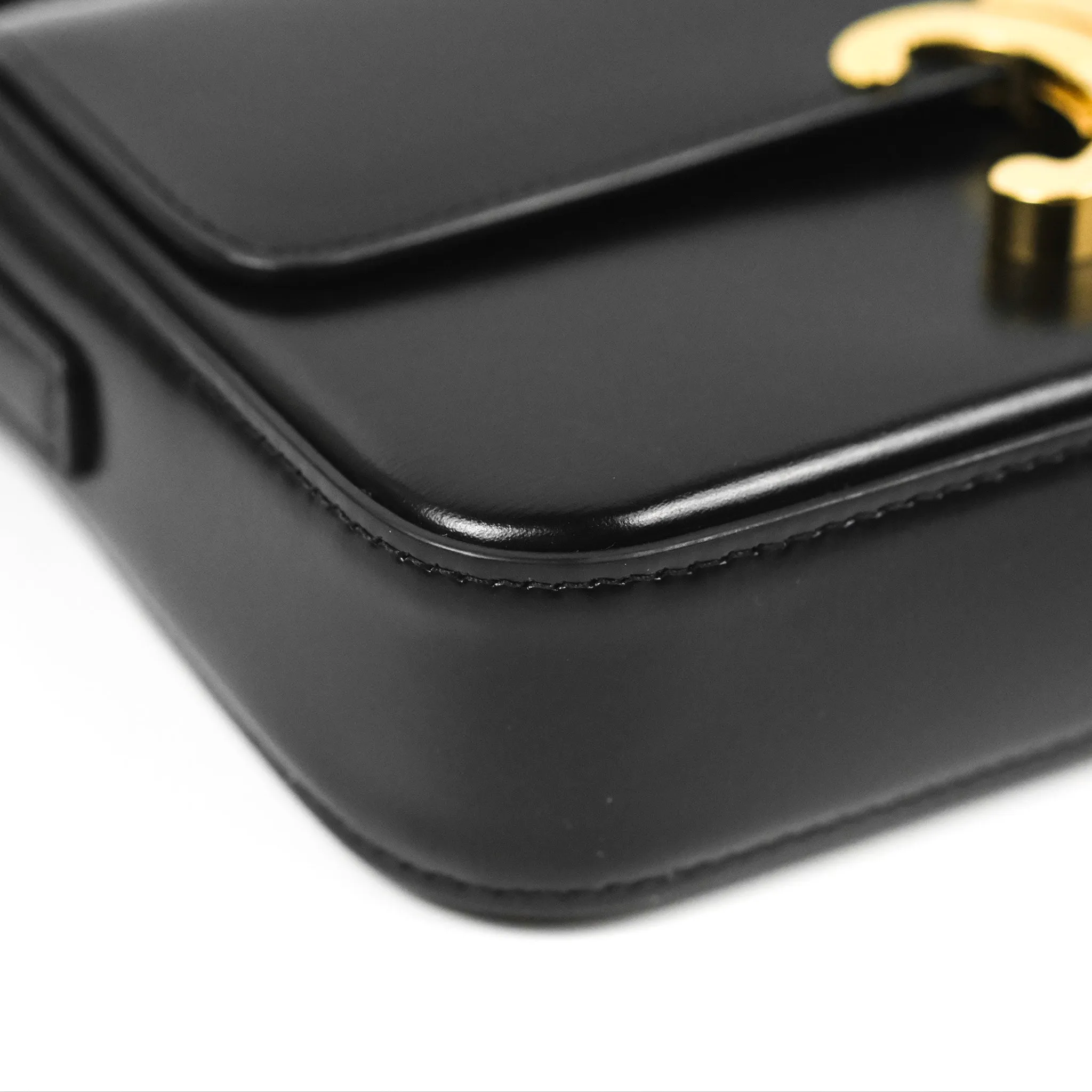 Celine Triomphe Shoulder Bag Black Calfskin