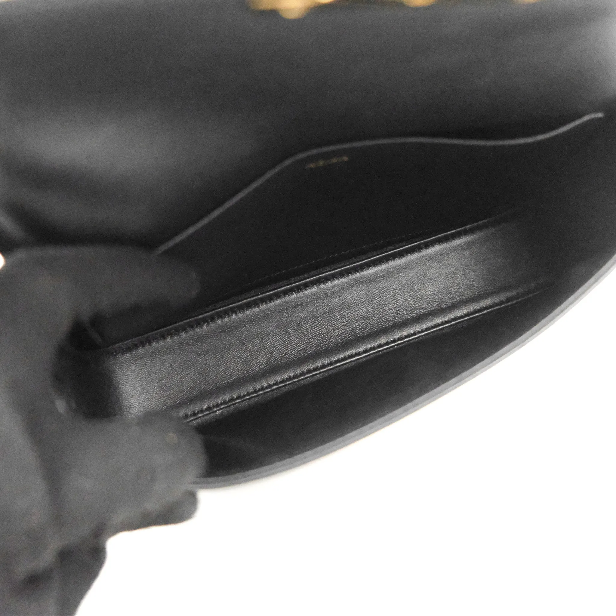 Celine Triomphe Shoulder Bag Black Calfskin
