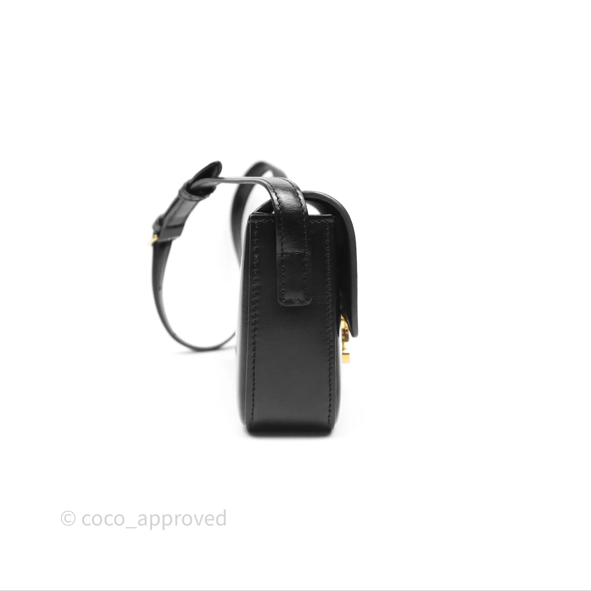 Celine Triomphe Shoulder Bag Black Calfskin