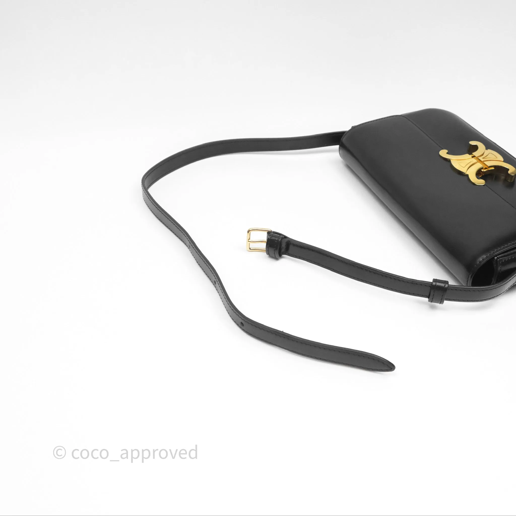Celine Triomphe Shoulder Bag Black Calfskin