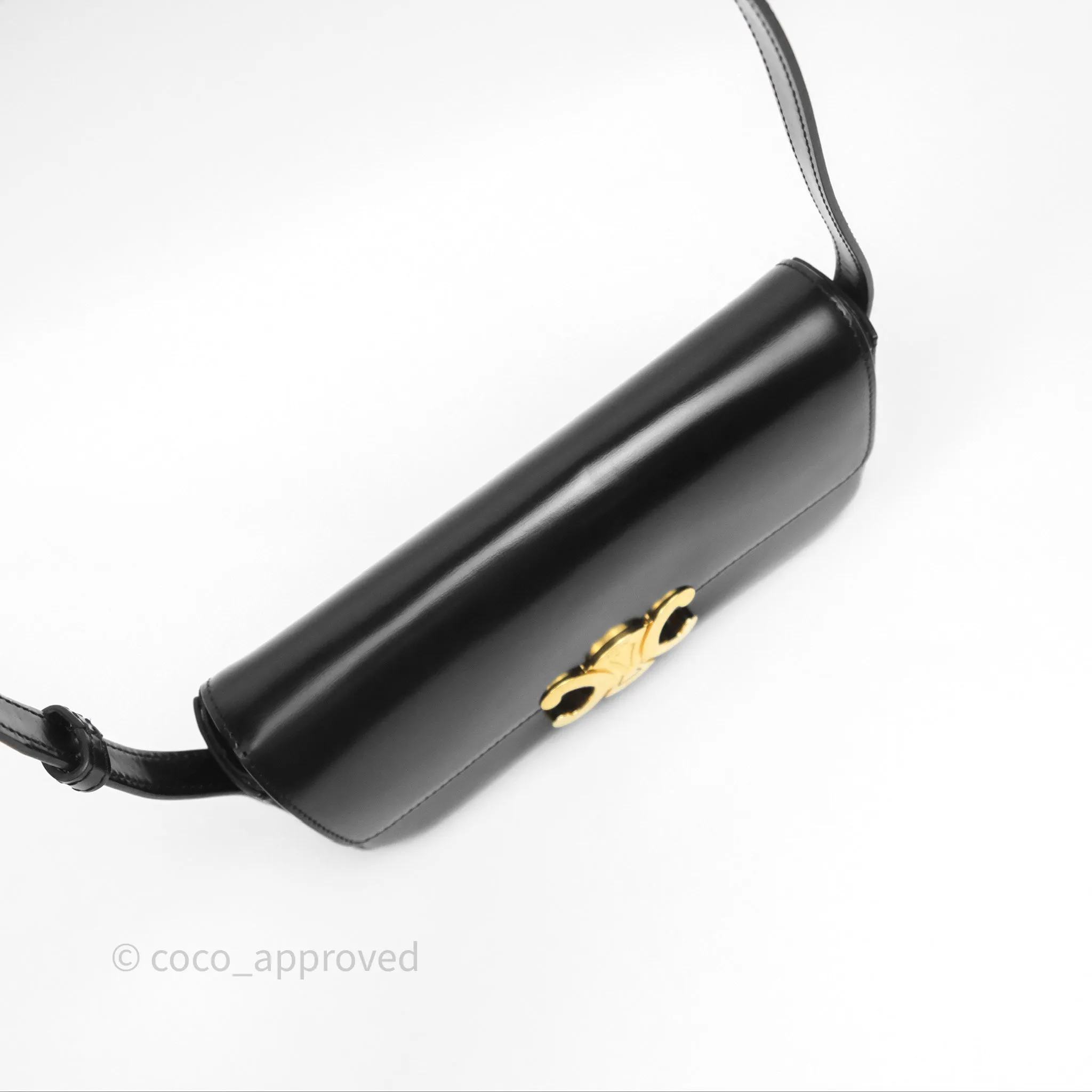Celine Triomphe Shoulder Bag Black Calfskin