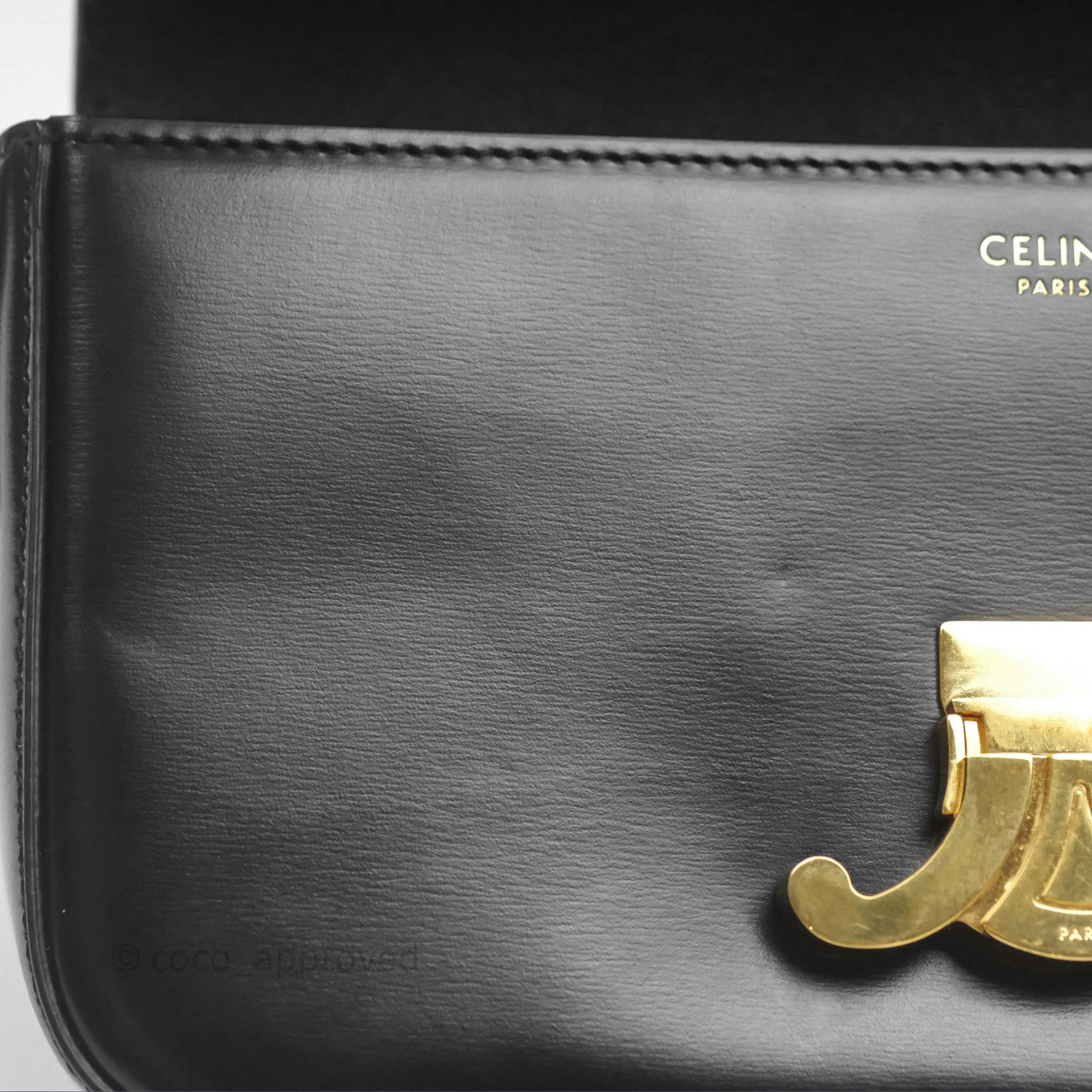 Celine Triomphe Shoulder Bag Black Calfskin