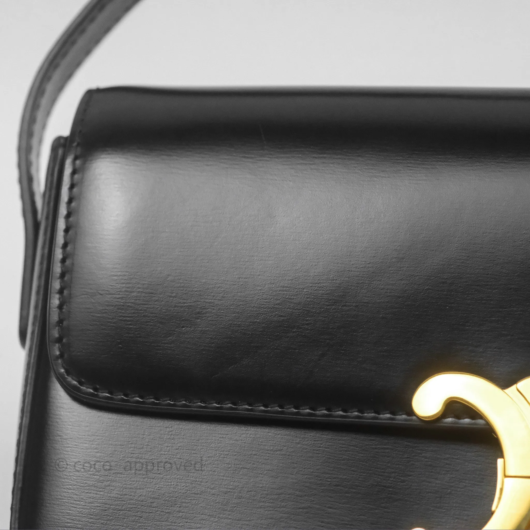 Celine Triomphe Shoulder Bag Black Calfskin