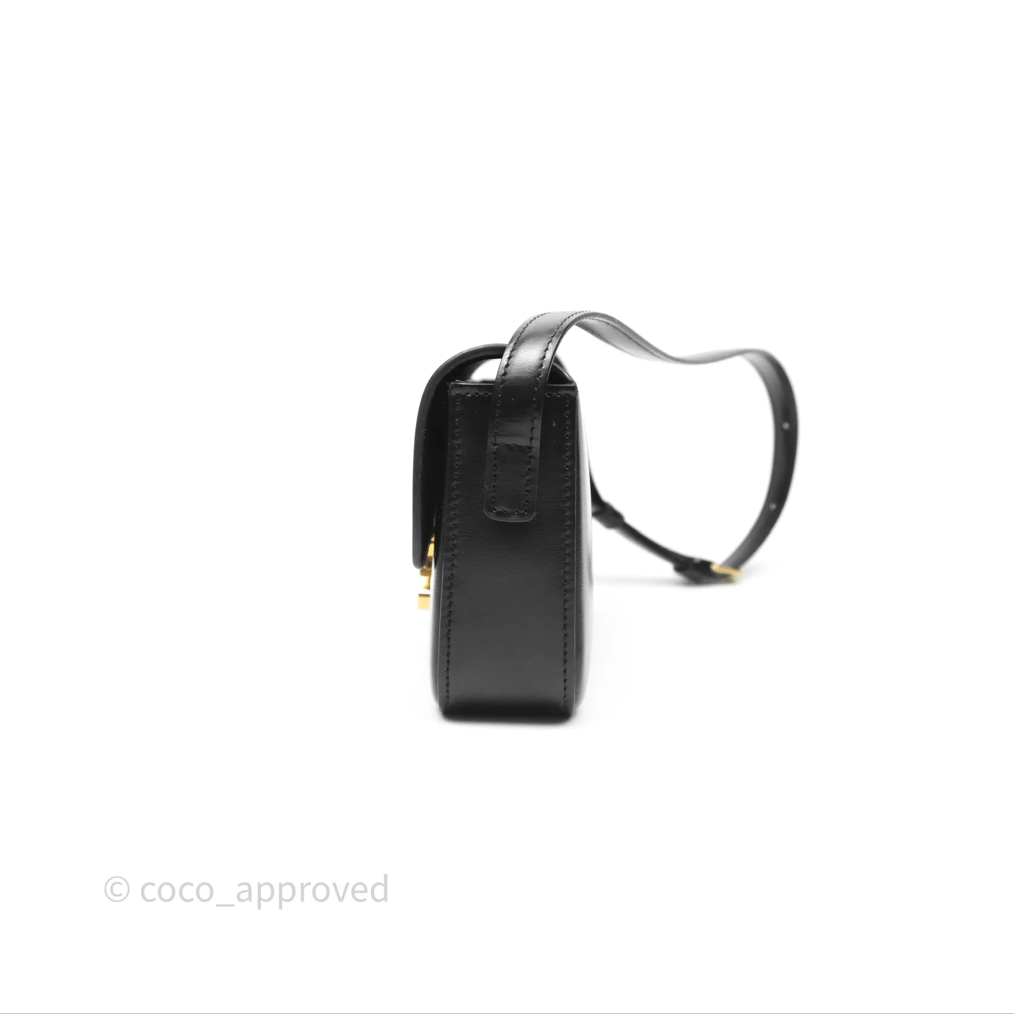 Celine Triomphe Shoulder Bag Black Calfskin