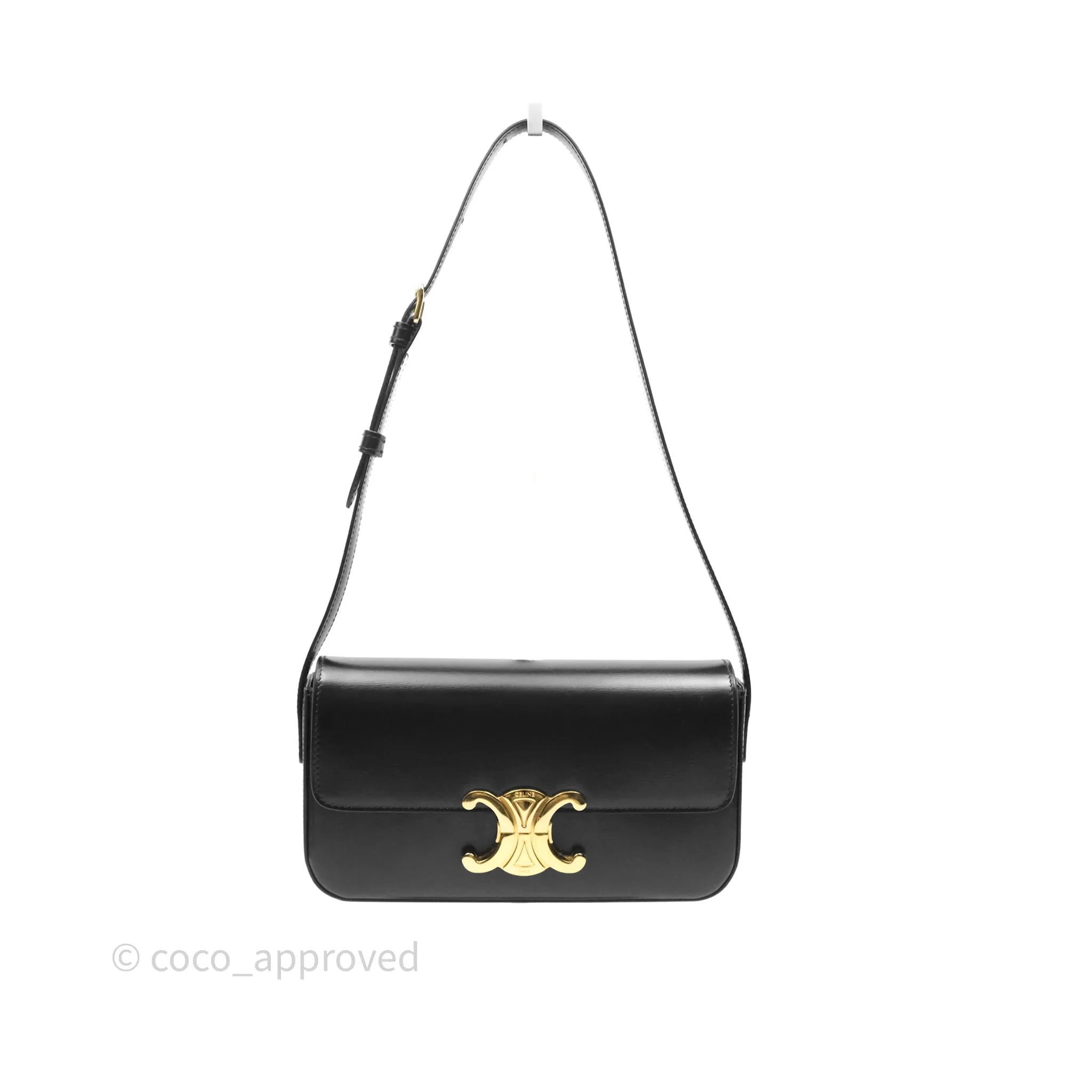 Celine Triomphe Shoulder Bag Black Calfskin