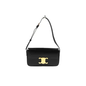 Celine Triomphe Shoulder Bag Black Calfskin
