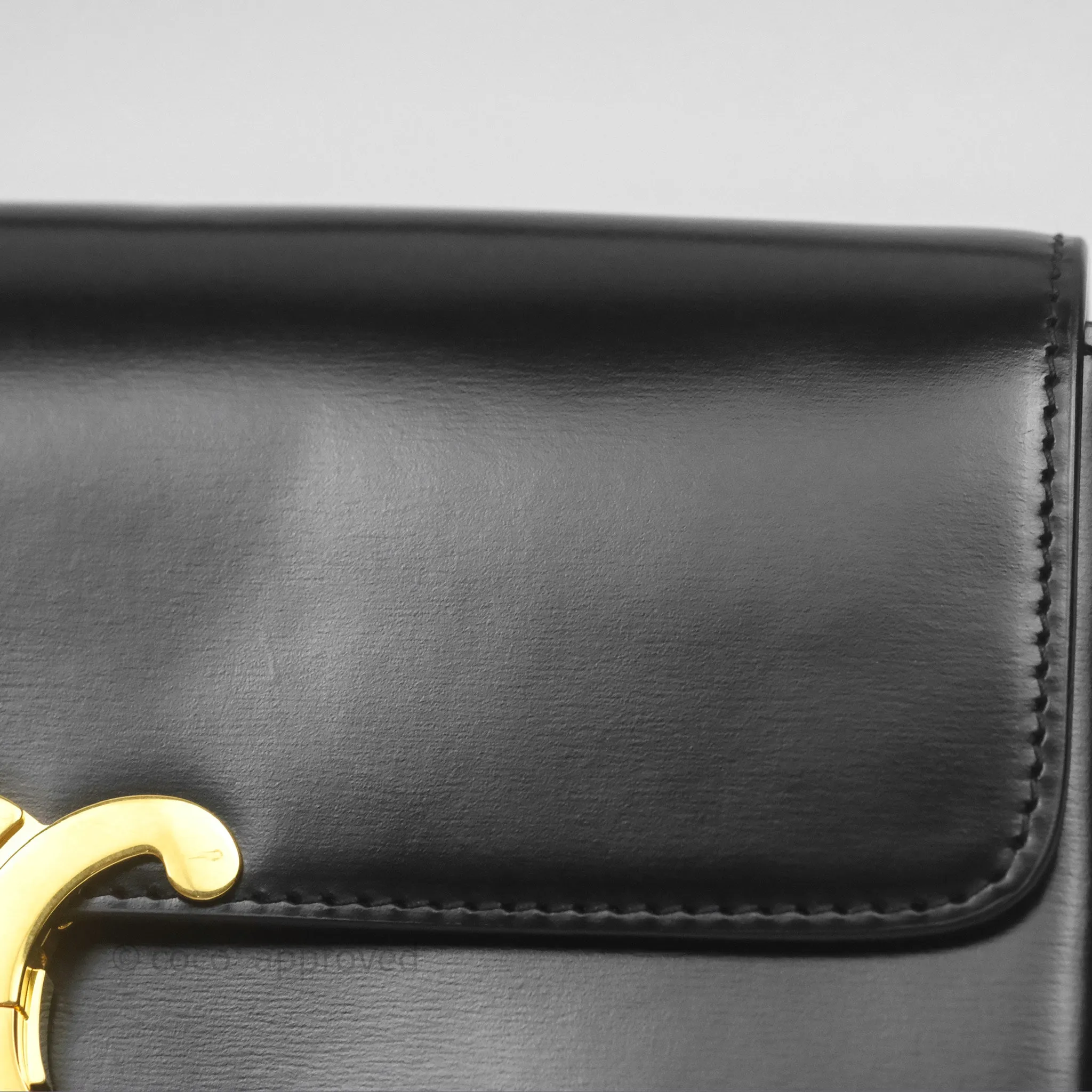 Celine Triomphe Shoulder Bag Black Calfskin