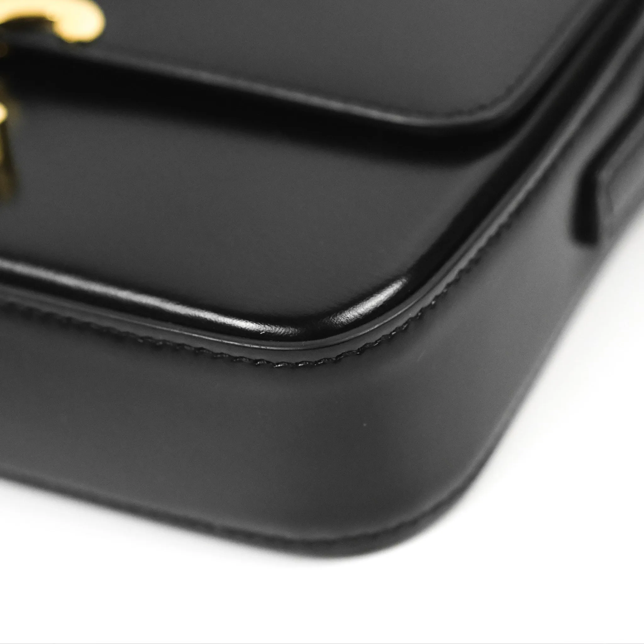 Celine Triomphe Shoulder Bag Black Calfskin