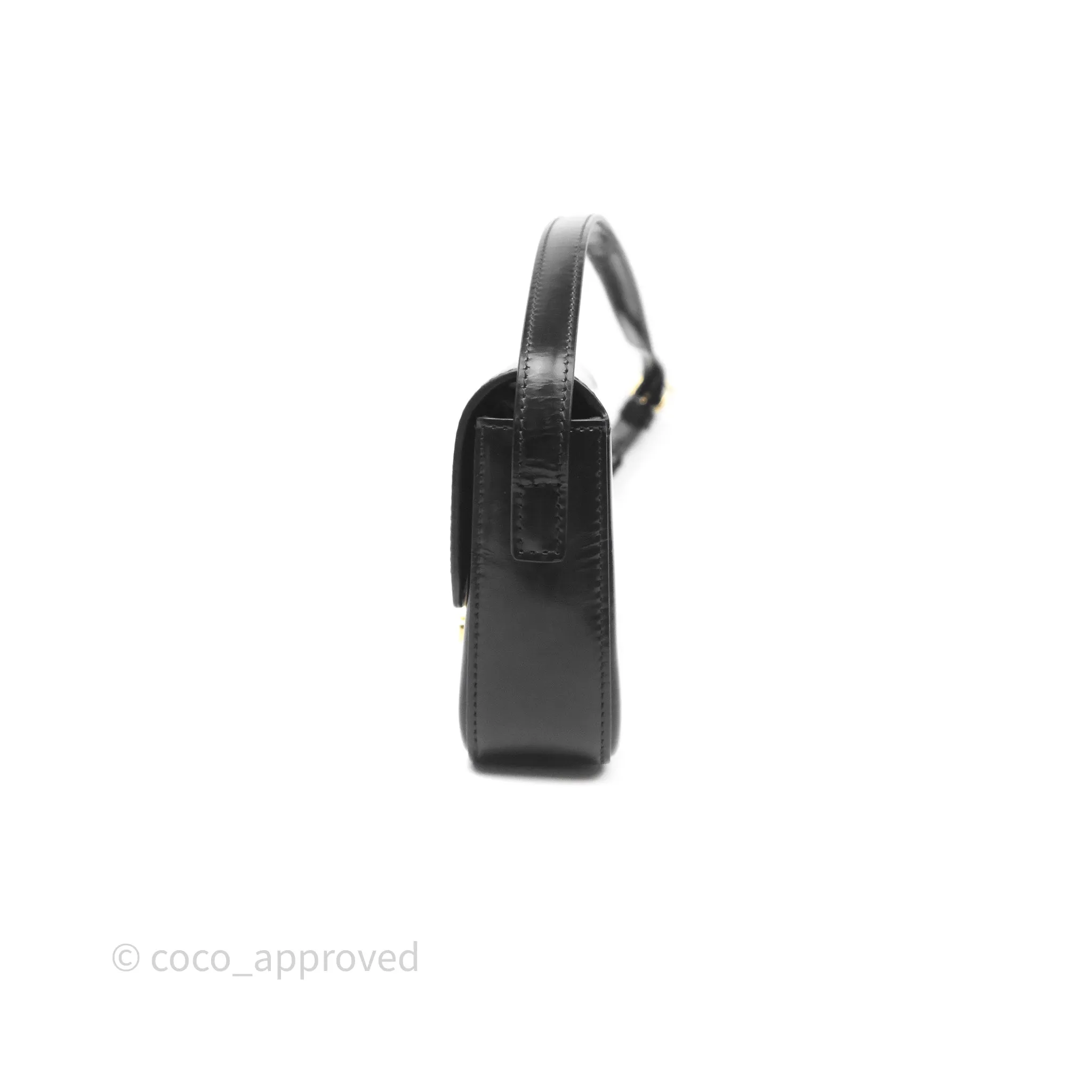 Celine Triomphe Shoulder Bag Black Shiny Calfskin