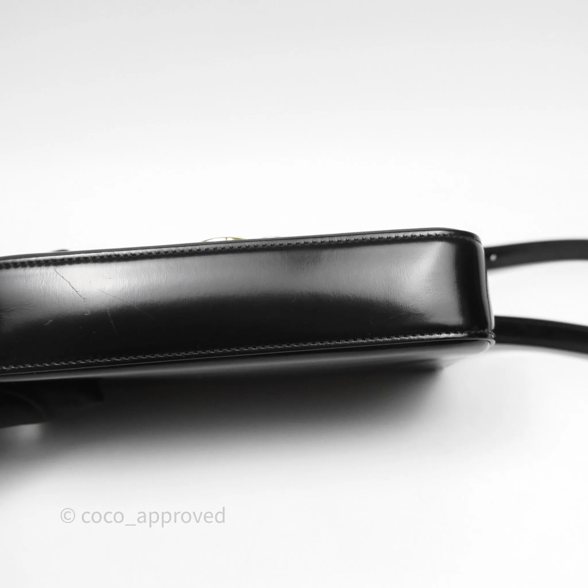 Celine Triomphe Shoulder Bag Black Shiny Calfskin